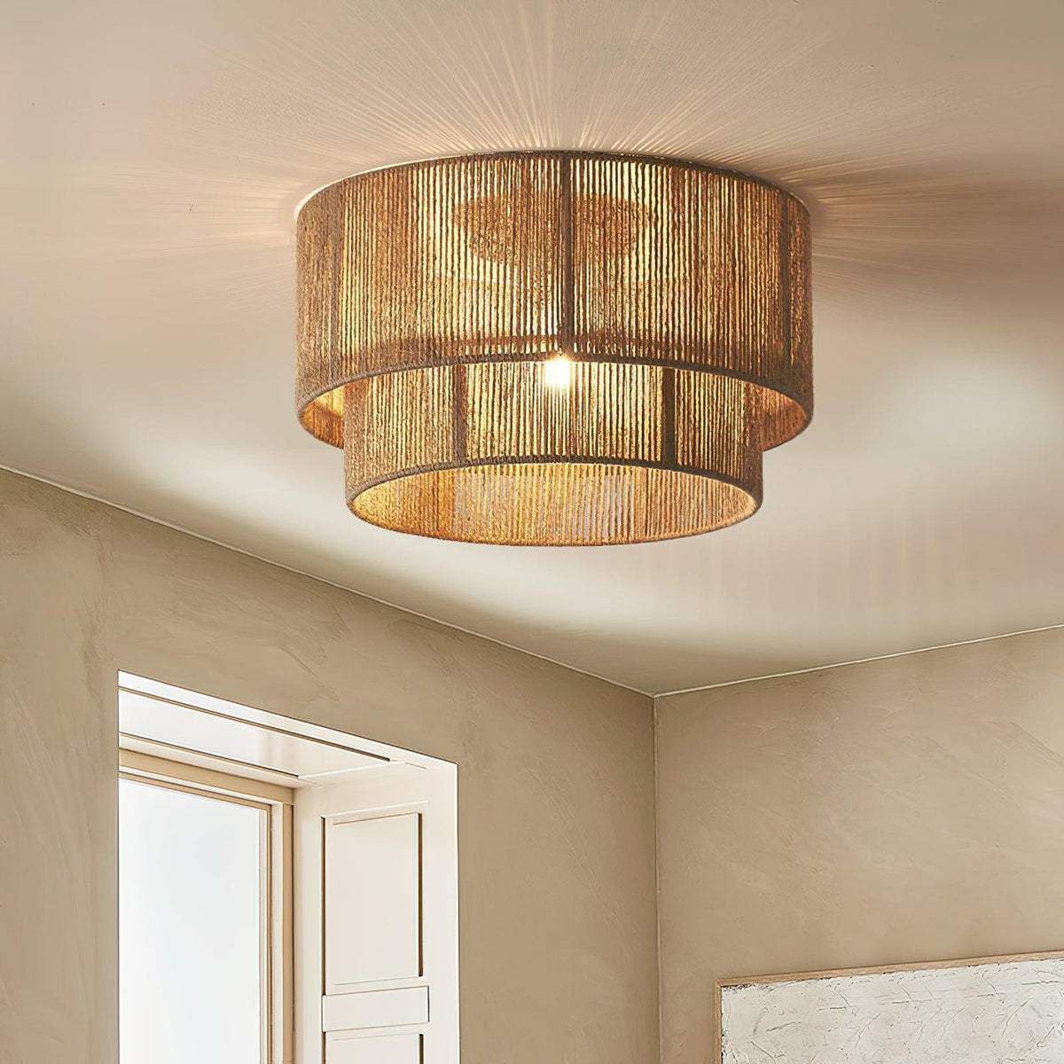 Casora klassiek Art Natuurlijk hennepkoord plafondlamp