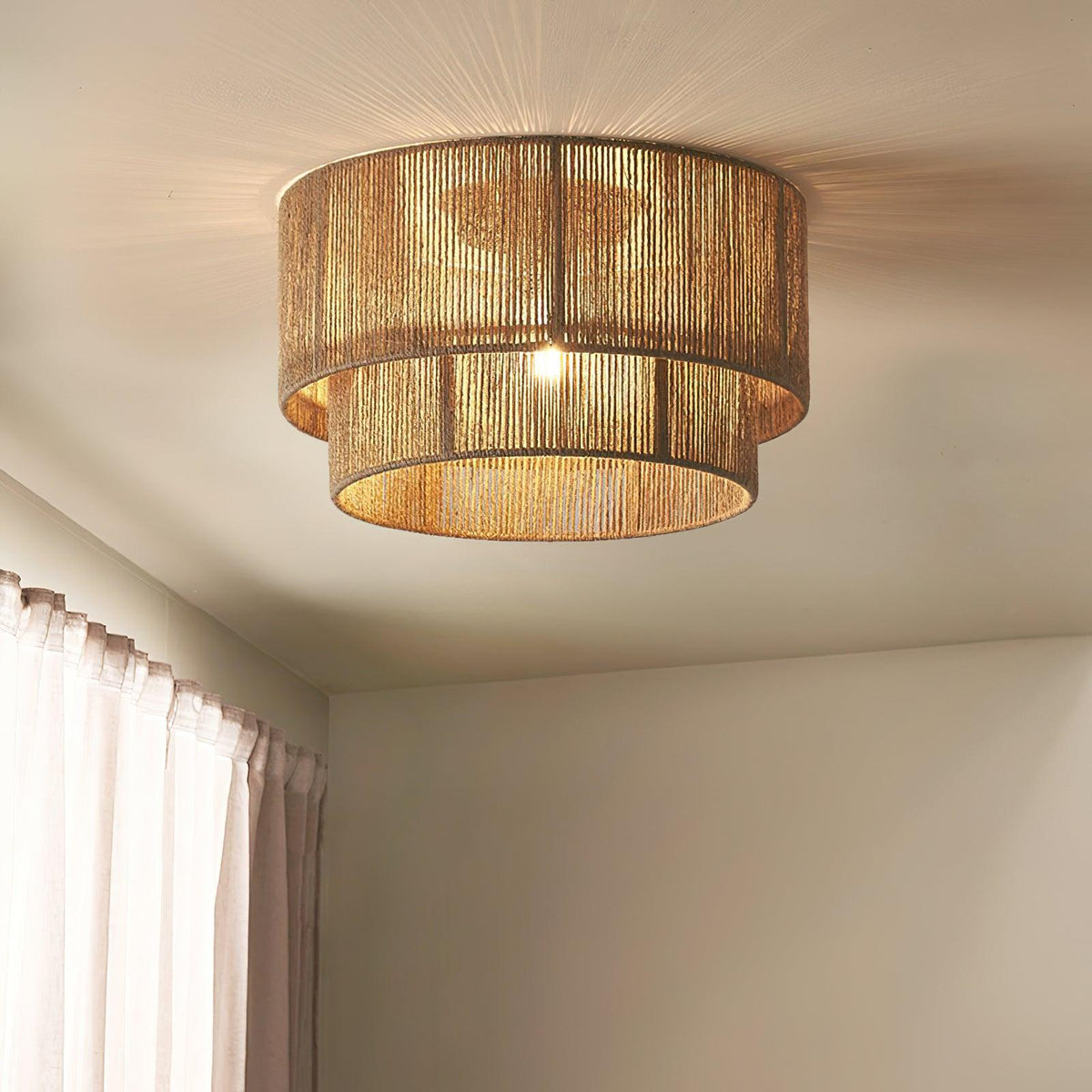 Casora klassiek Art Natuurlijk hennepkoord plafondlamp