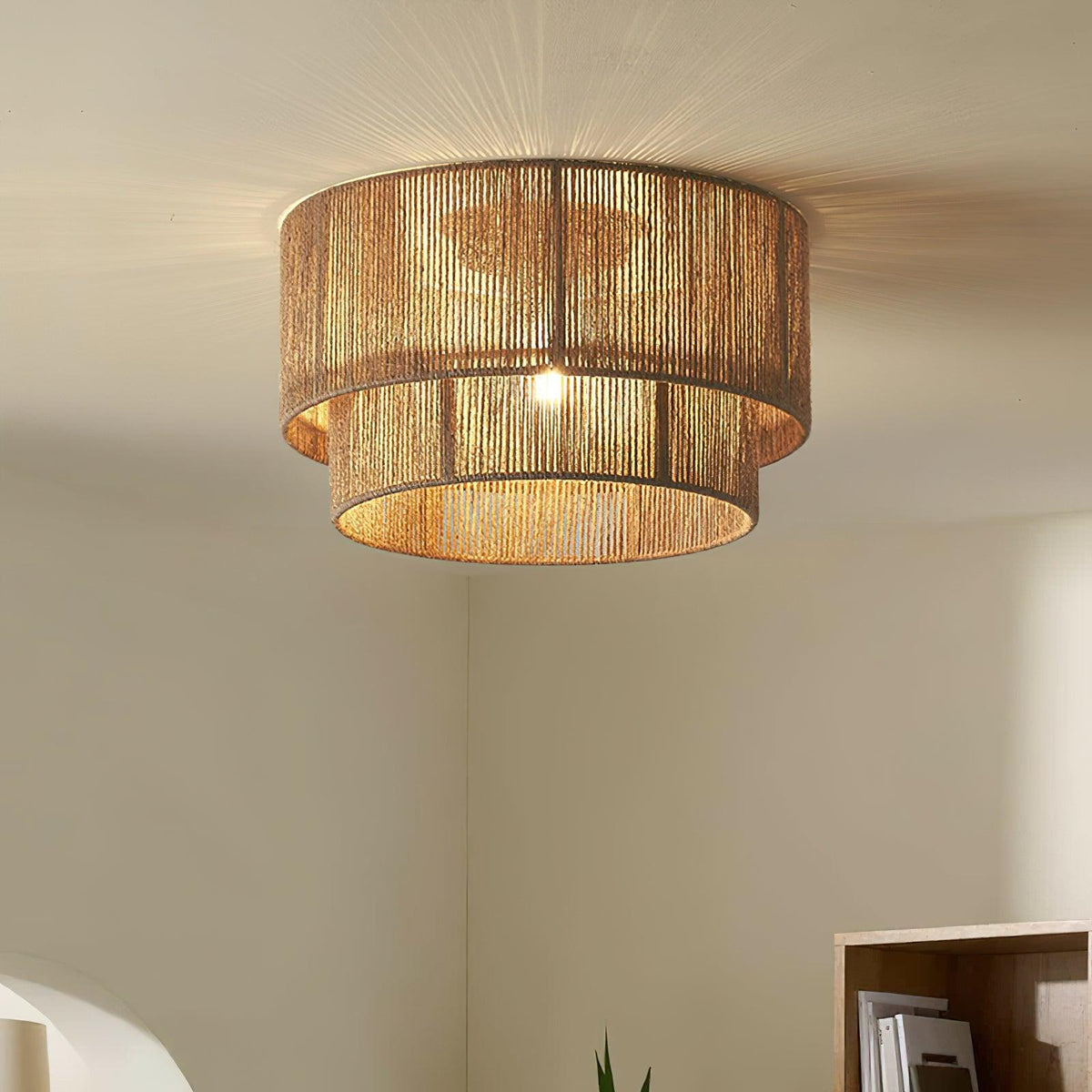 Casora klassiek Art Natuurlijk hennepkoord plafondlamp
