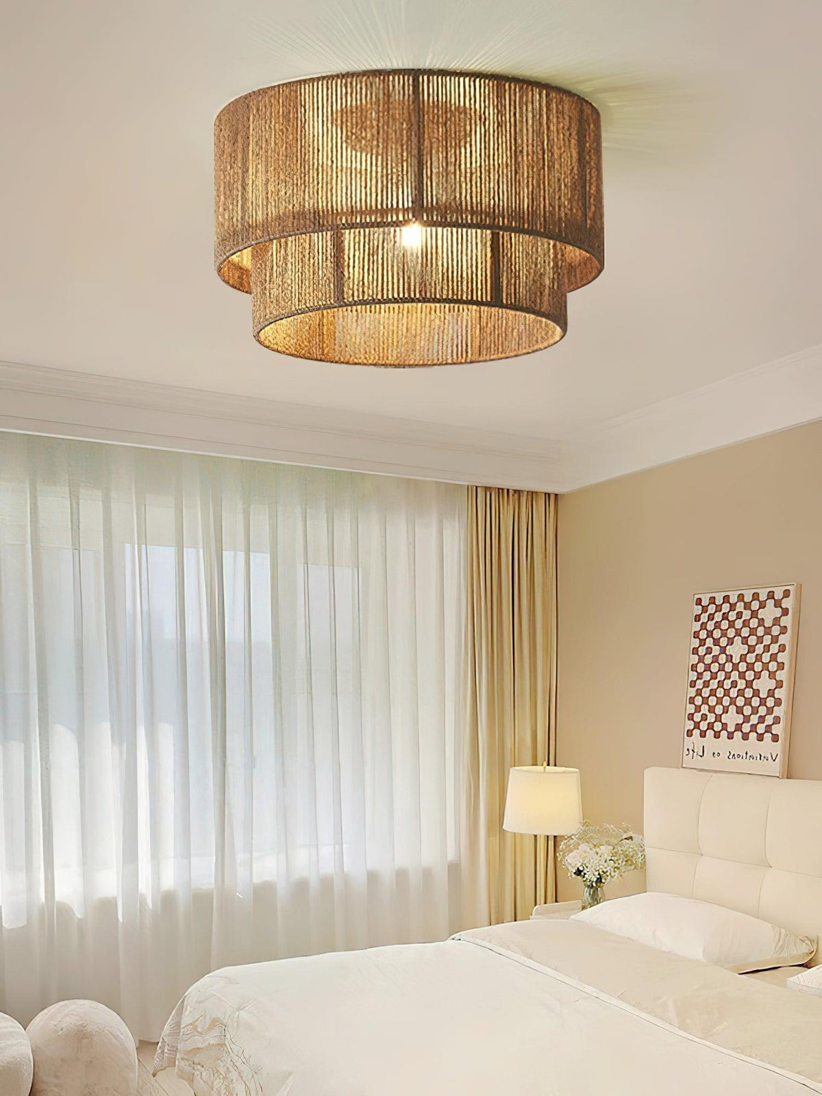 Casora klassiek Art Natuurlijk hennepkoord plafondlamp