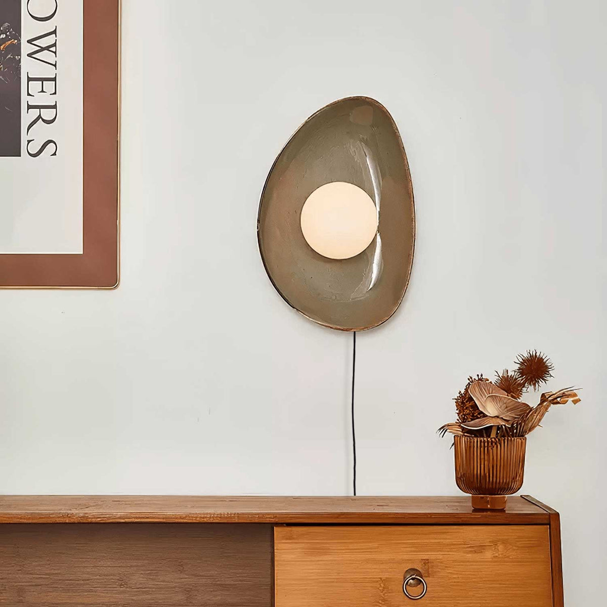 Lioruiella kiezelvormige Disc met stekker wandlamp van Keramiek en glas