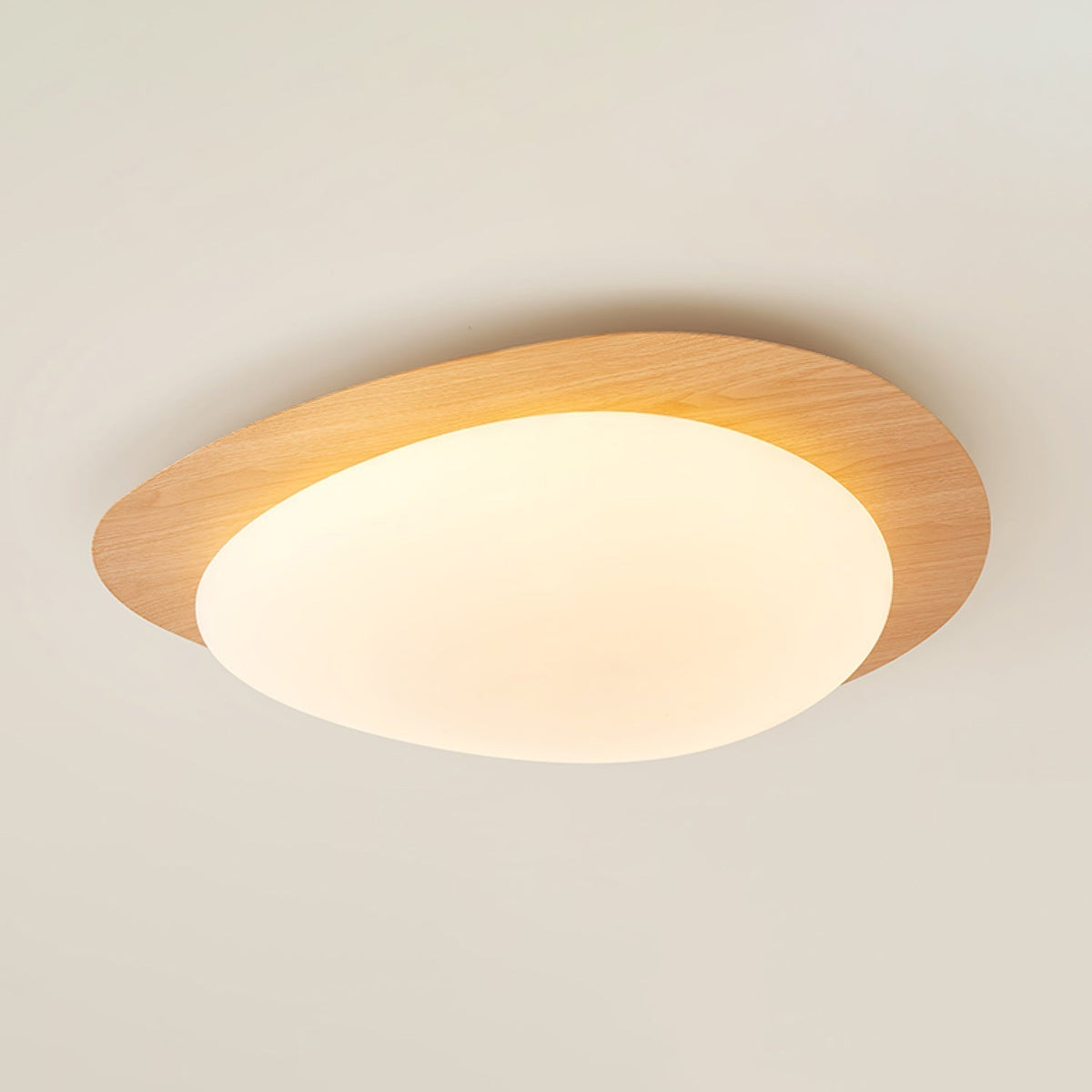 Sylenia plafondlamp kiezelvormige walnoot acryl LED