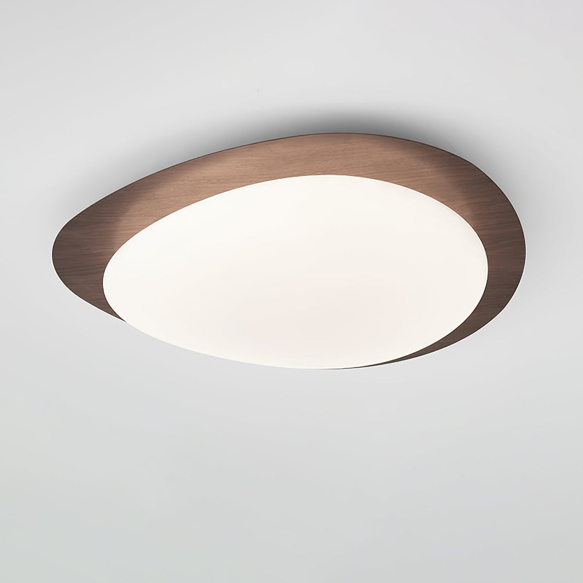 Sylenia plafondlamp kiezelvormige walnoot acryl LED
