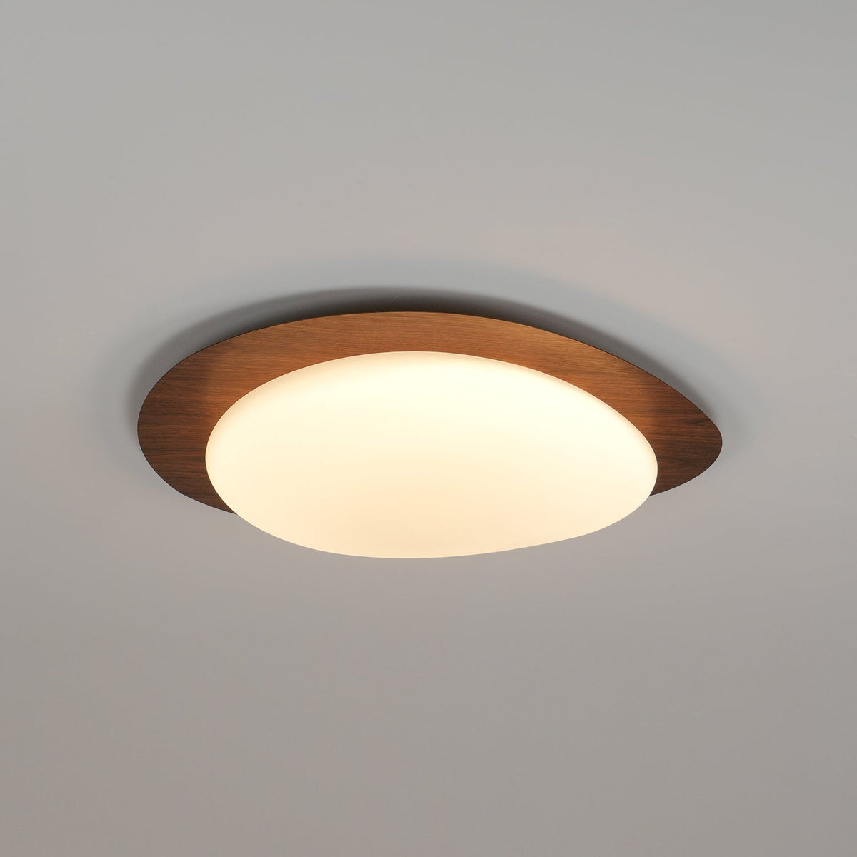 Sylenia plafondlamp kiezelvormige walnoot acryl LED