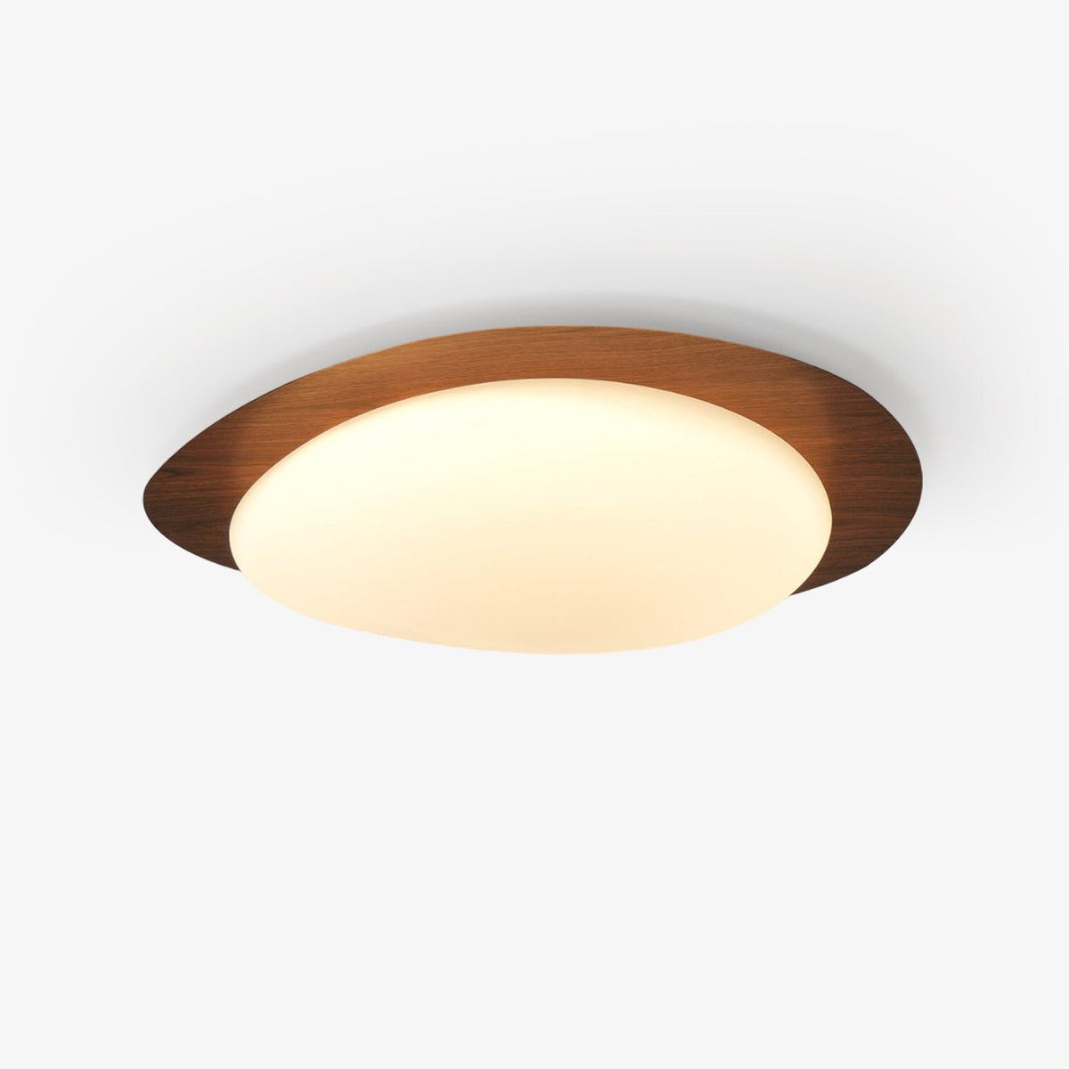 Sylenia plafondlamp kiezelvormige walnoot acryl LED
