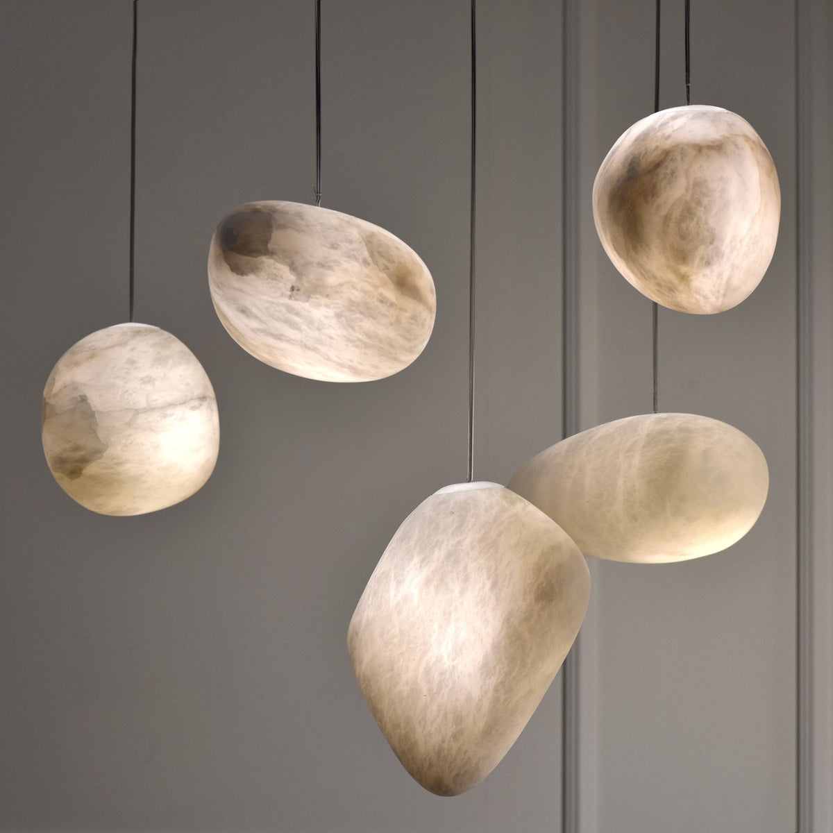 Nivisaya kiezelvormige albasten hanglamp
