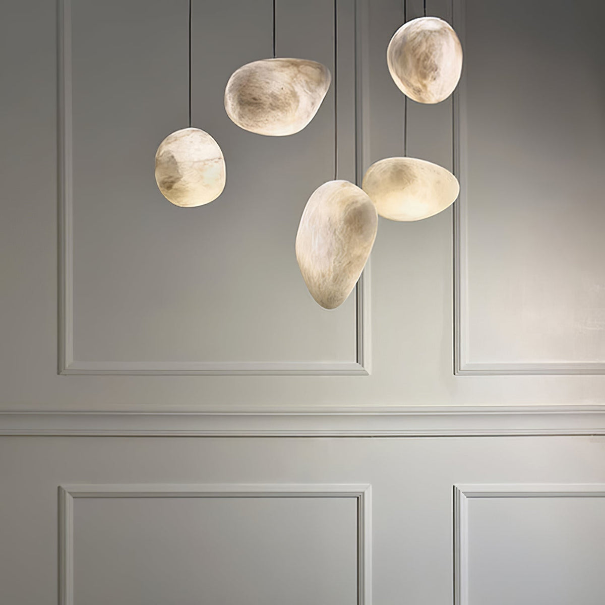 Nivisaya kiezelvormige albasten hanglamp