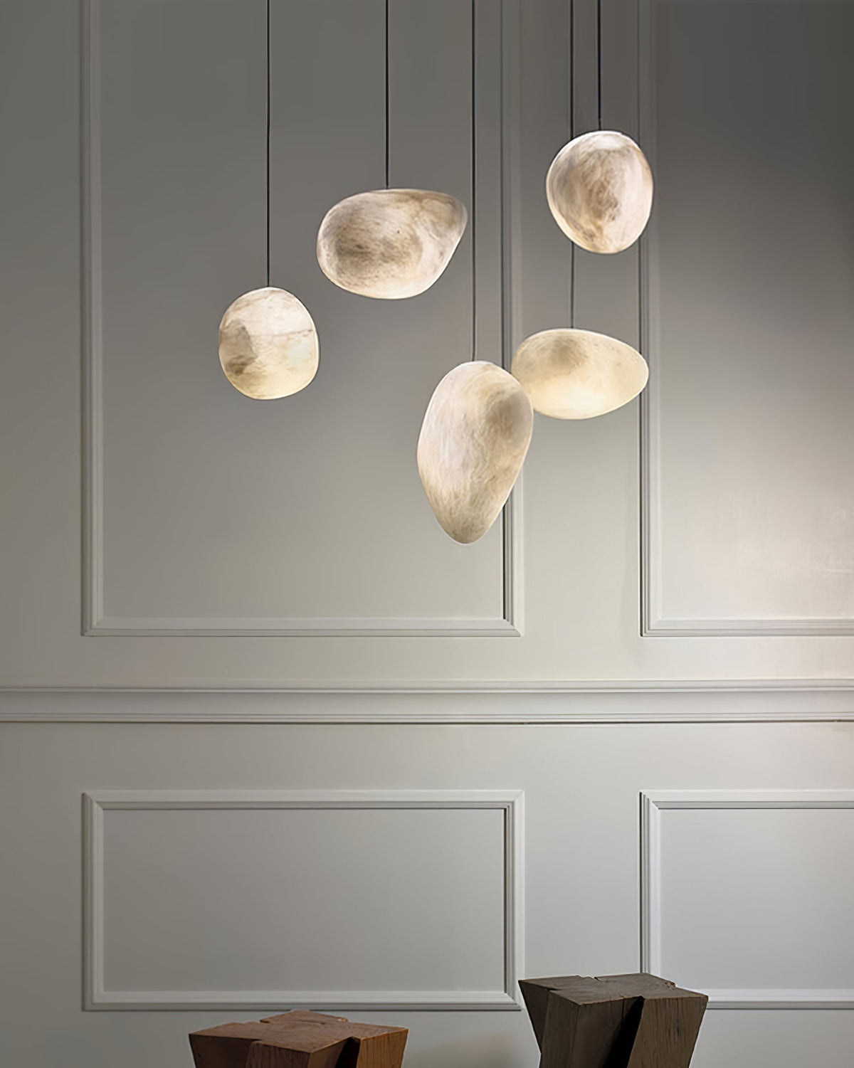 Nivisaya kiezelvormige albasten hanglamp