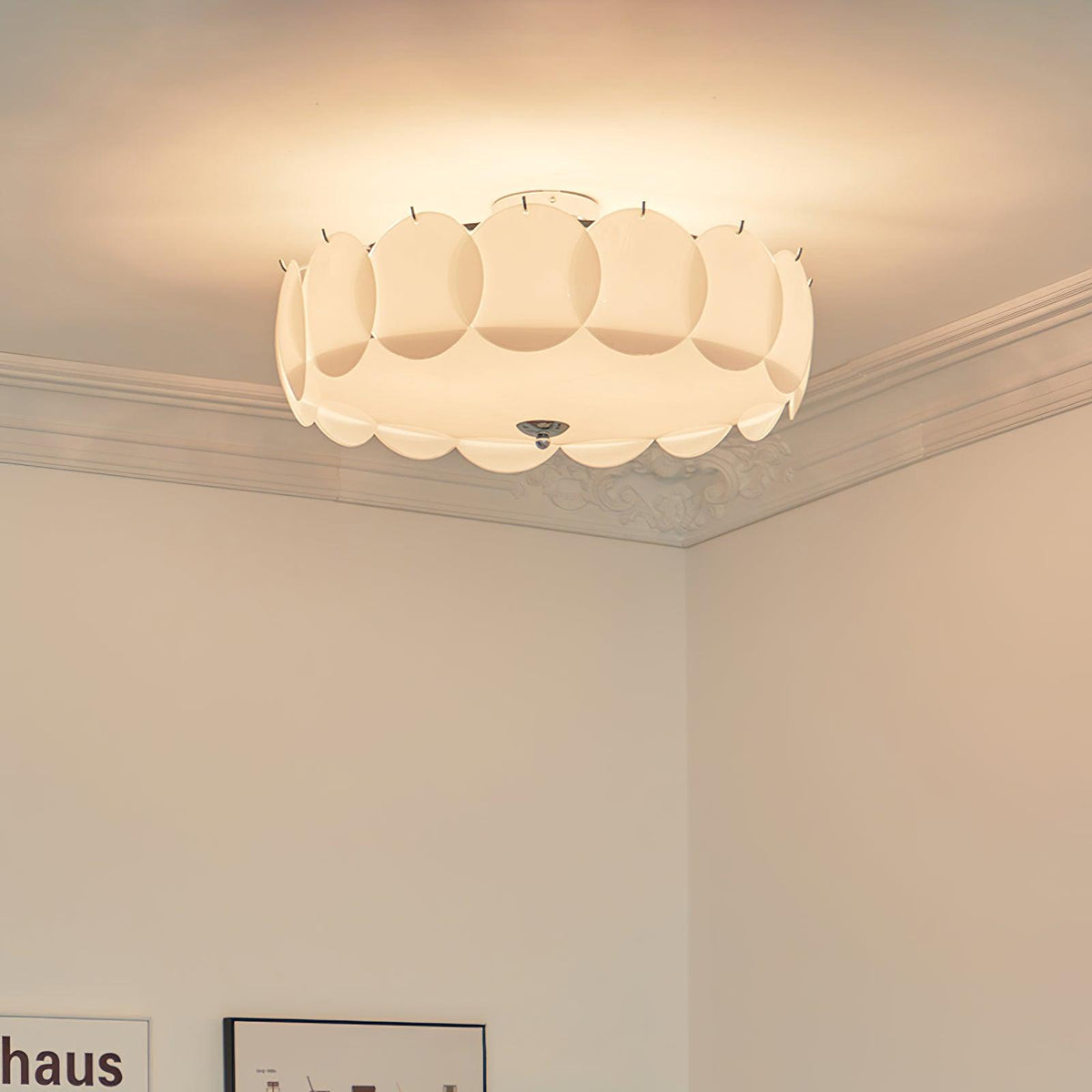 Brolin plafondlamp met glazen schijven in golvend patroon