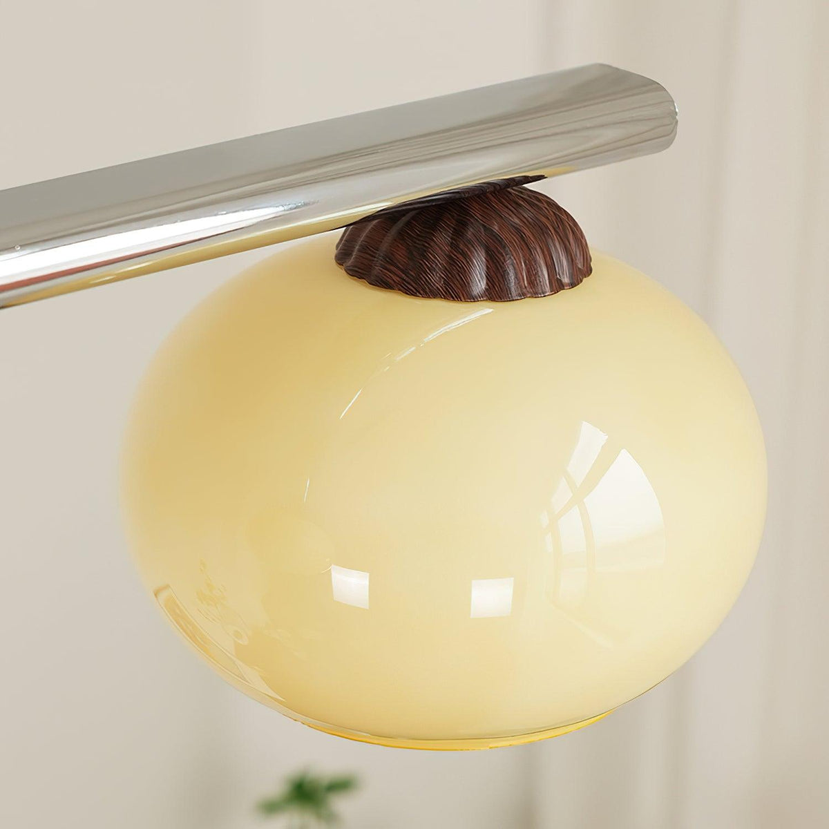 Eixu Kroonluchter Lineair glas Crèmegele Kapjes