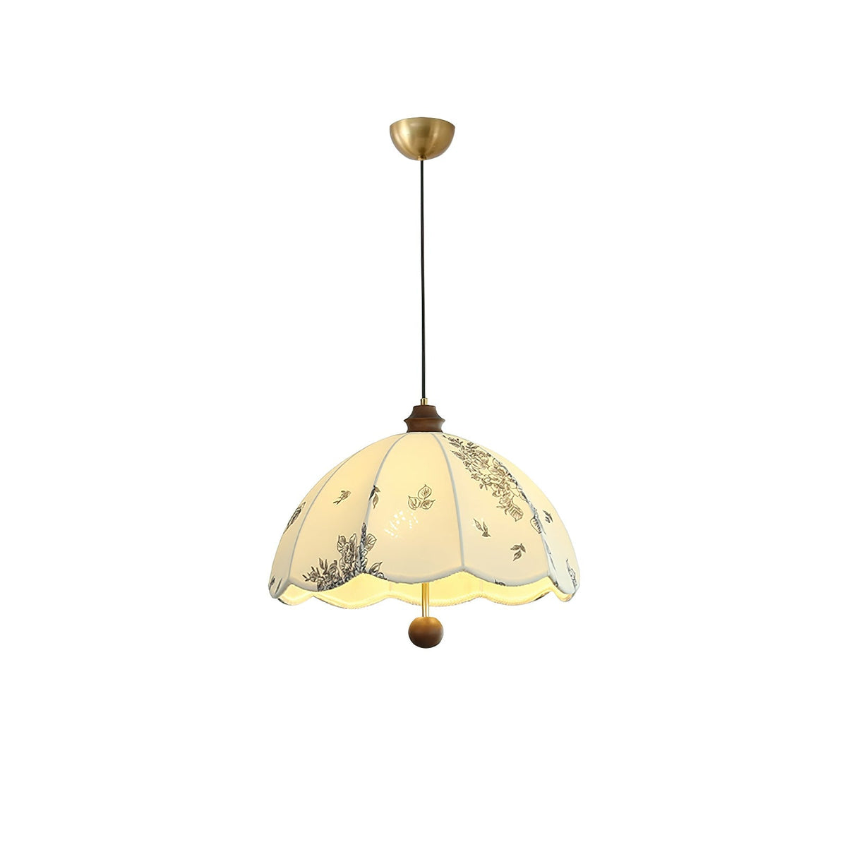 Vevenir Petal Whisper hanglamp van hout en stof met bloemblaadjes