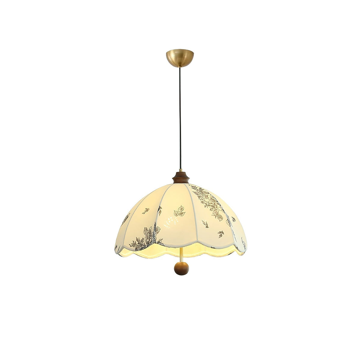 Vevenir Petal Whisper hanglamp van hout en stof met bloemblaadjes