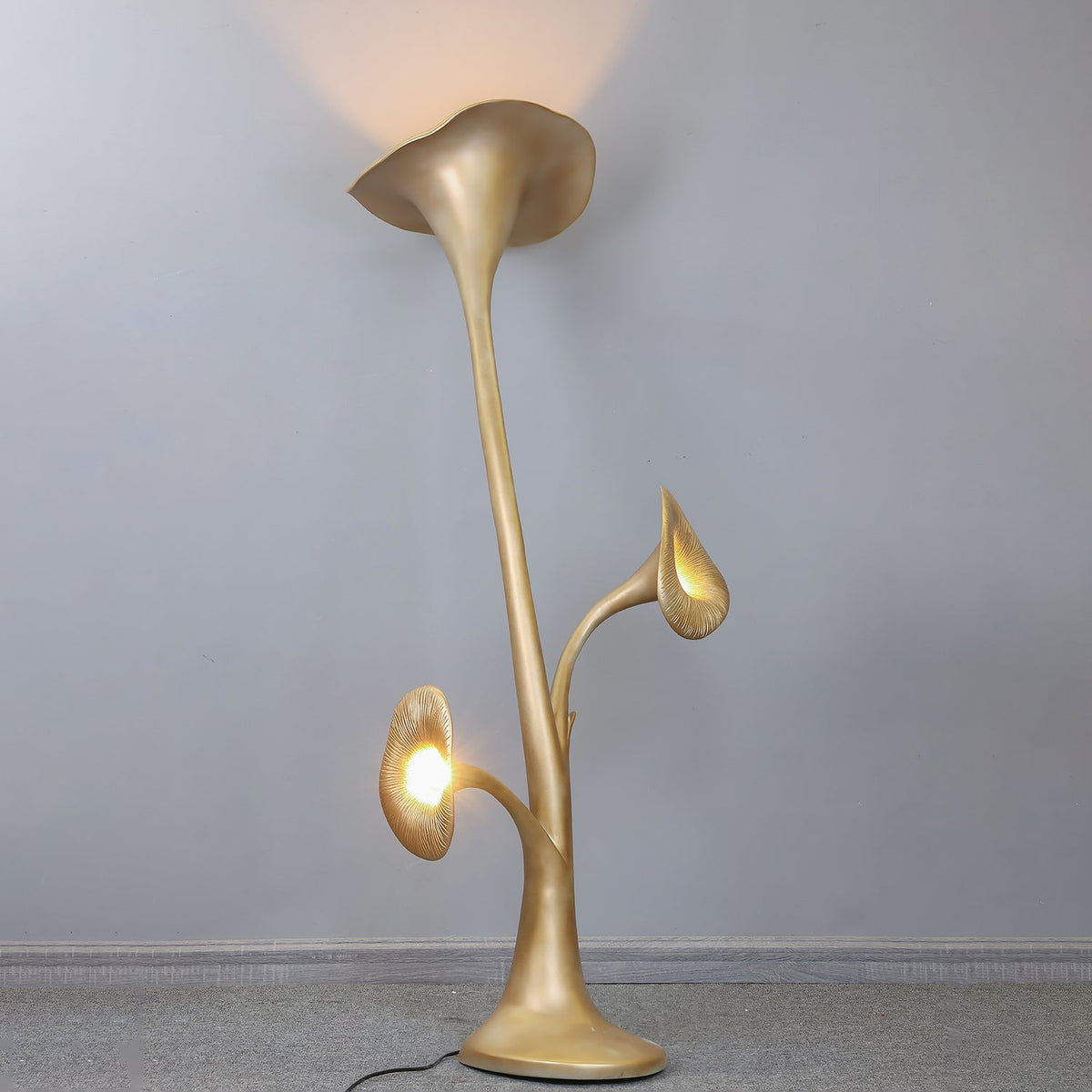 Esole Bloemmotief messing vloerlamp