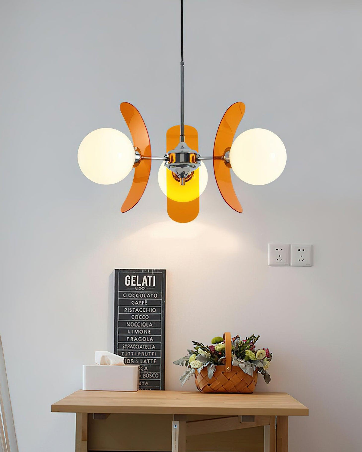 Quay Kroonluchter met Phosphorescent Glazen Lampenkap