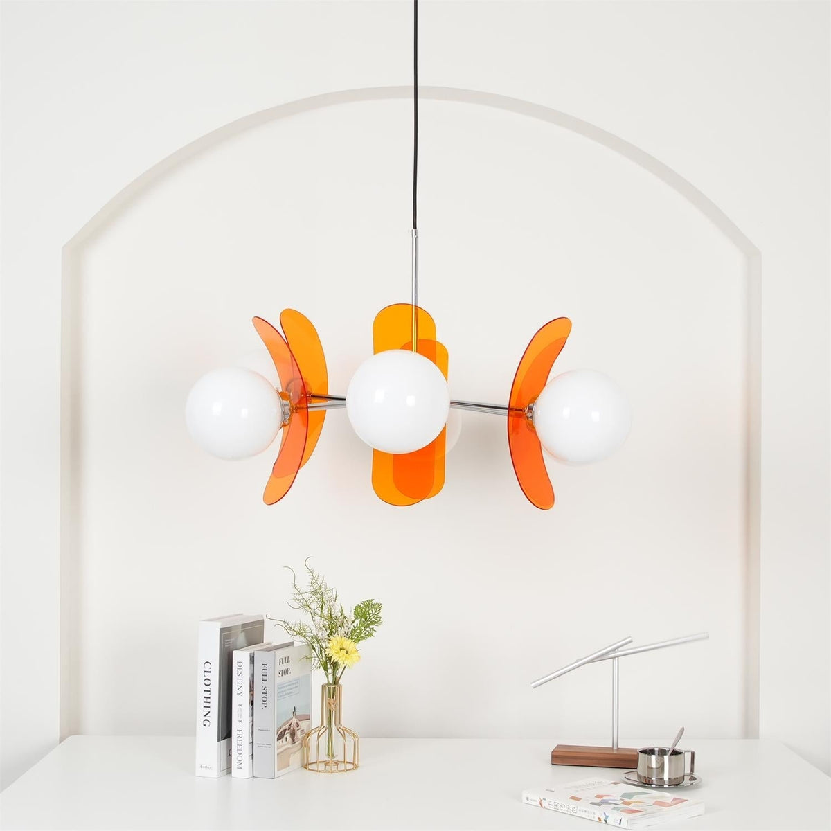 Quay Kroonluchter met Phosphorescent Glazen Lampenkap