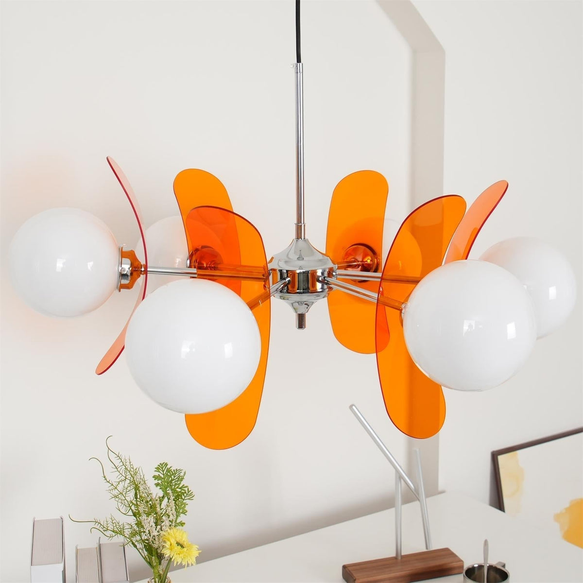 Quay Kroonluchter met Phosphorescent Glazen Lampenkap