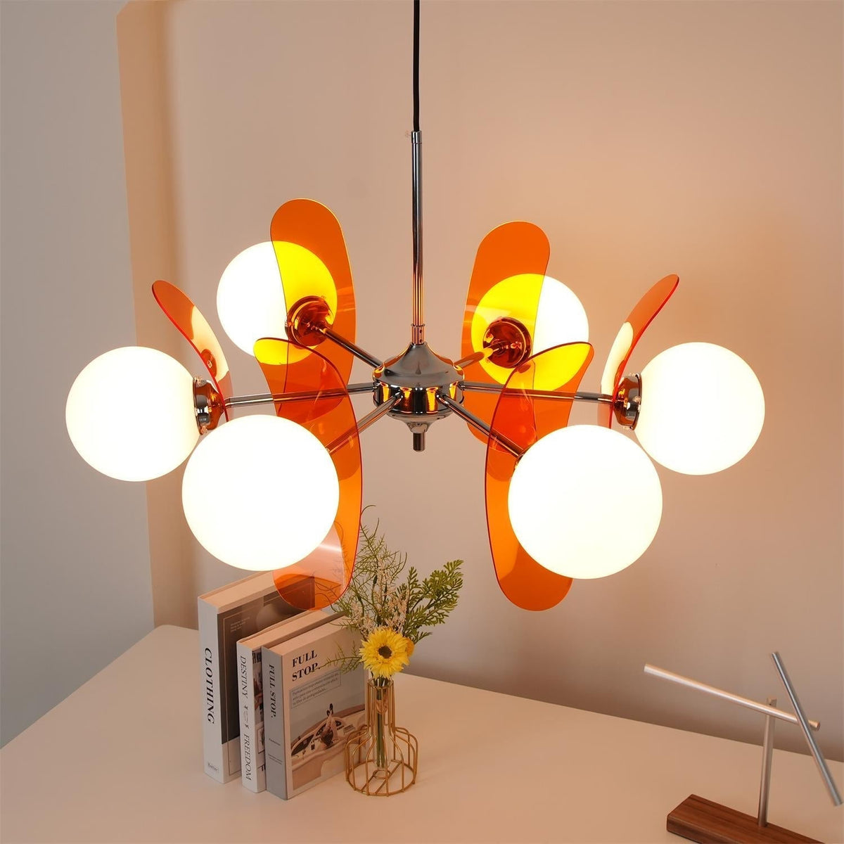Quay Kroonluchter met Phosphorescent Glazen Lampenkap