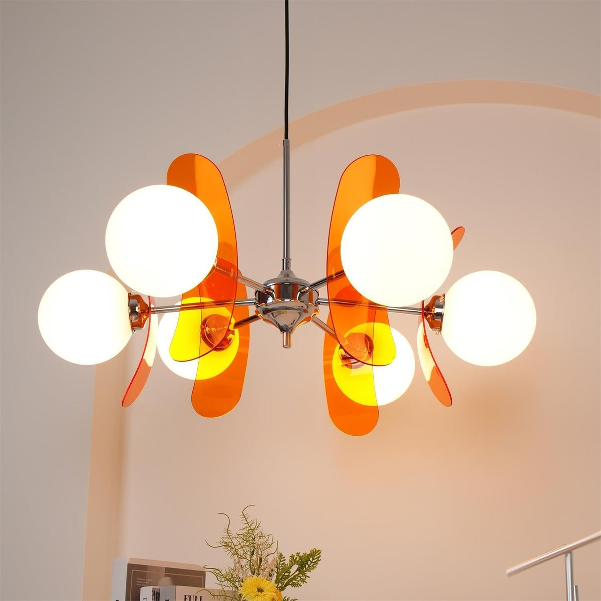 Quay Kroonluchter met Phosphorescent Glazen Lampenkap