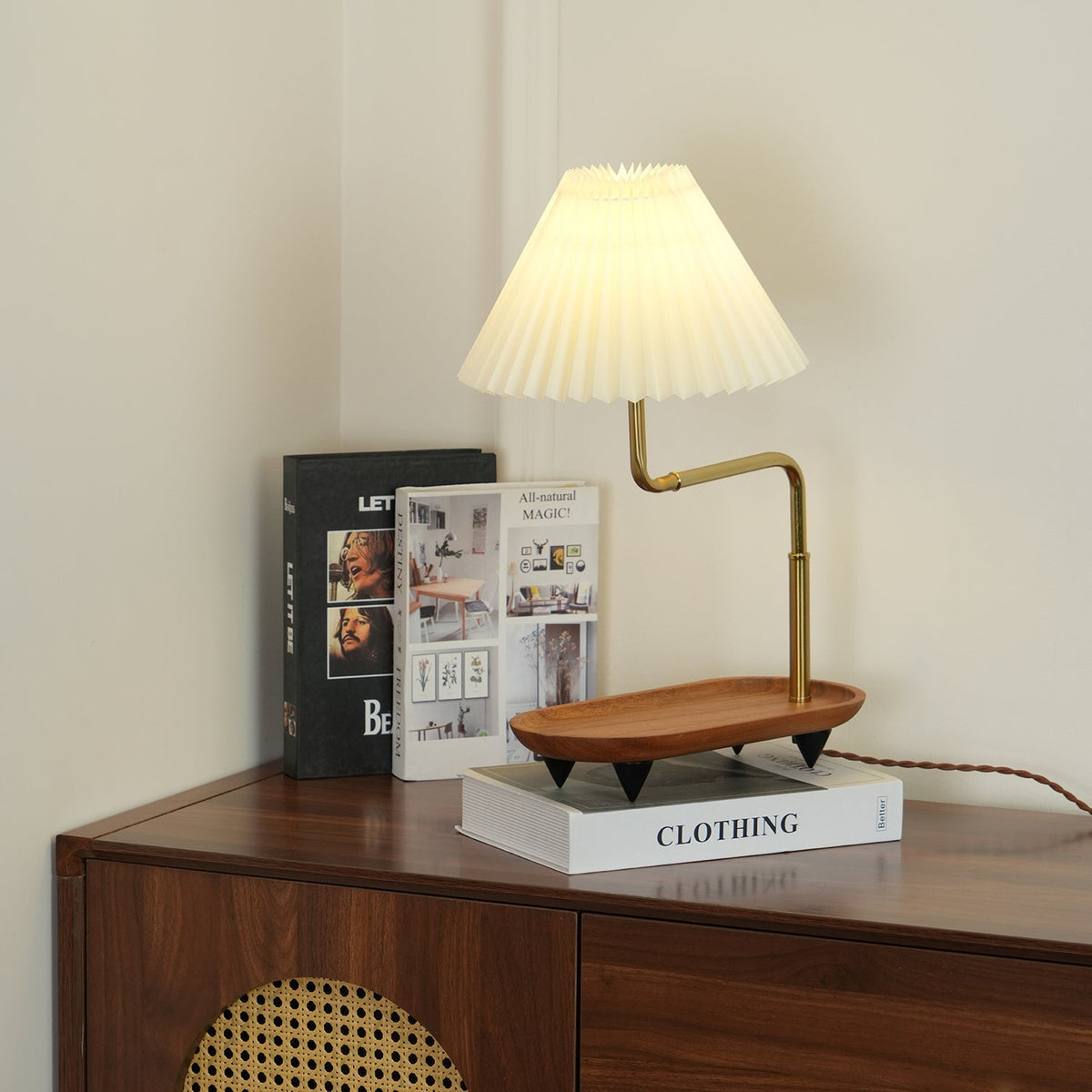 Rinenina Houten Stoffen Vintage tafellamp