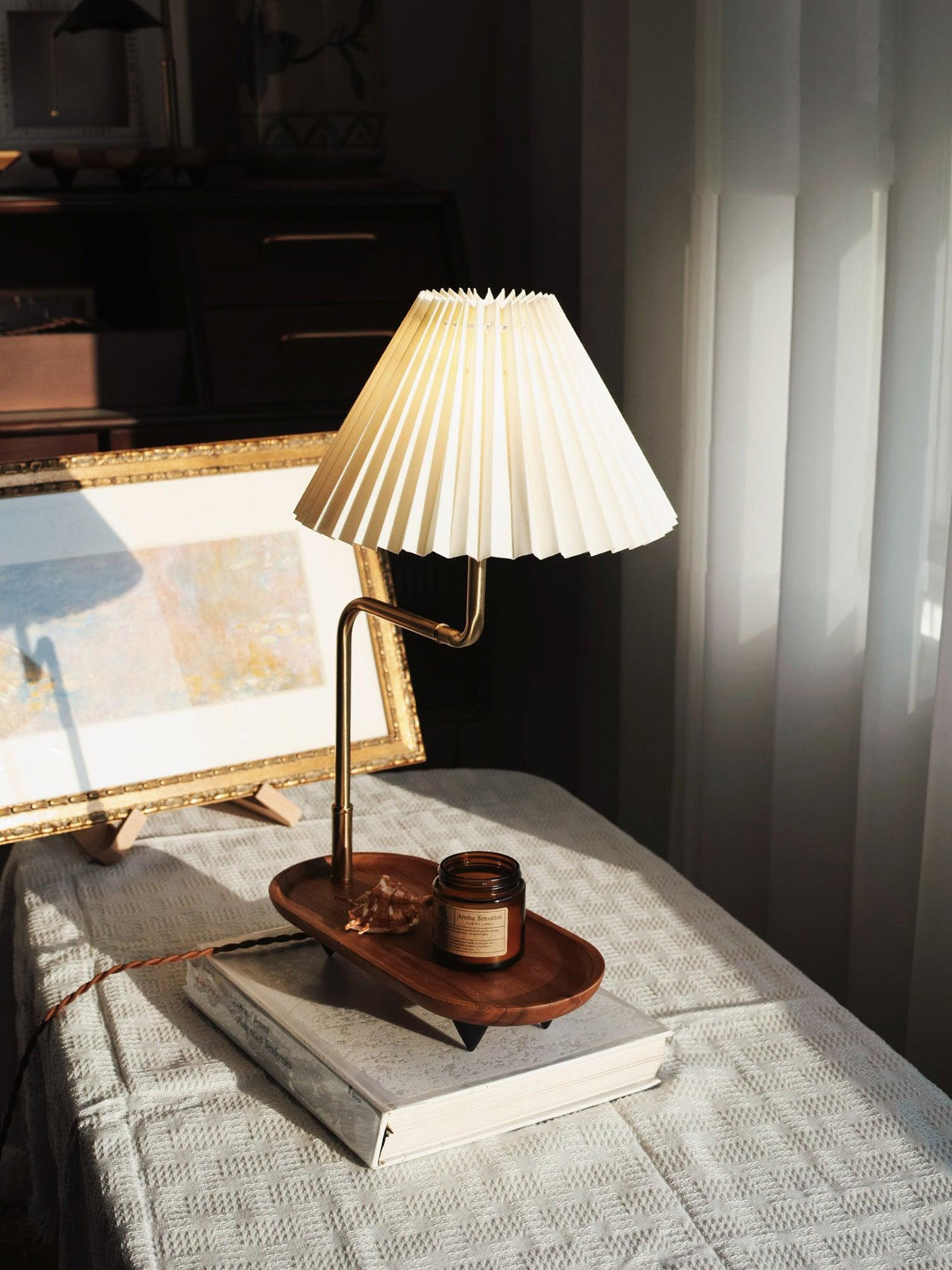 Rinenina Houten Stoffen Vintage tafellamp