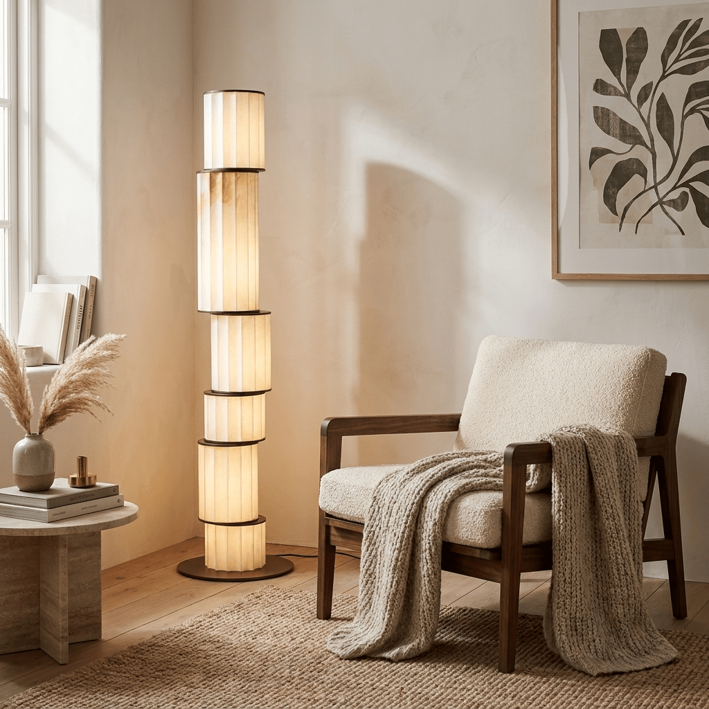 Eirirena vloerlamp in albast