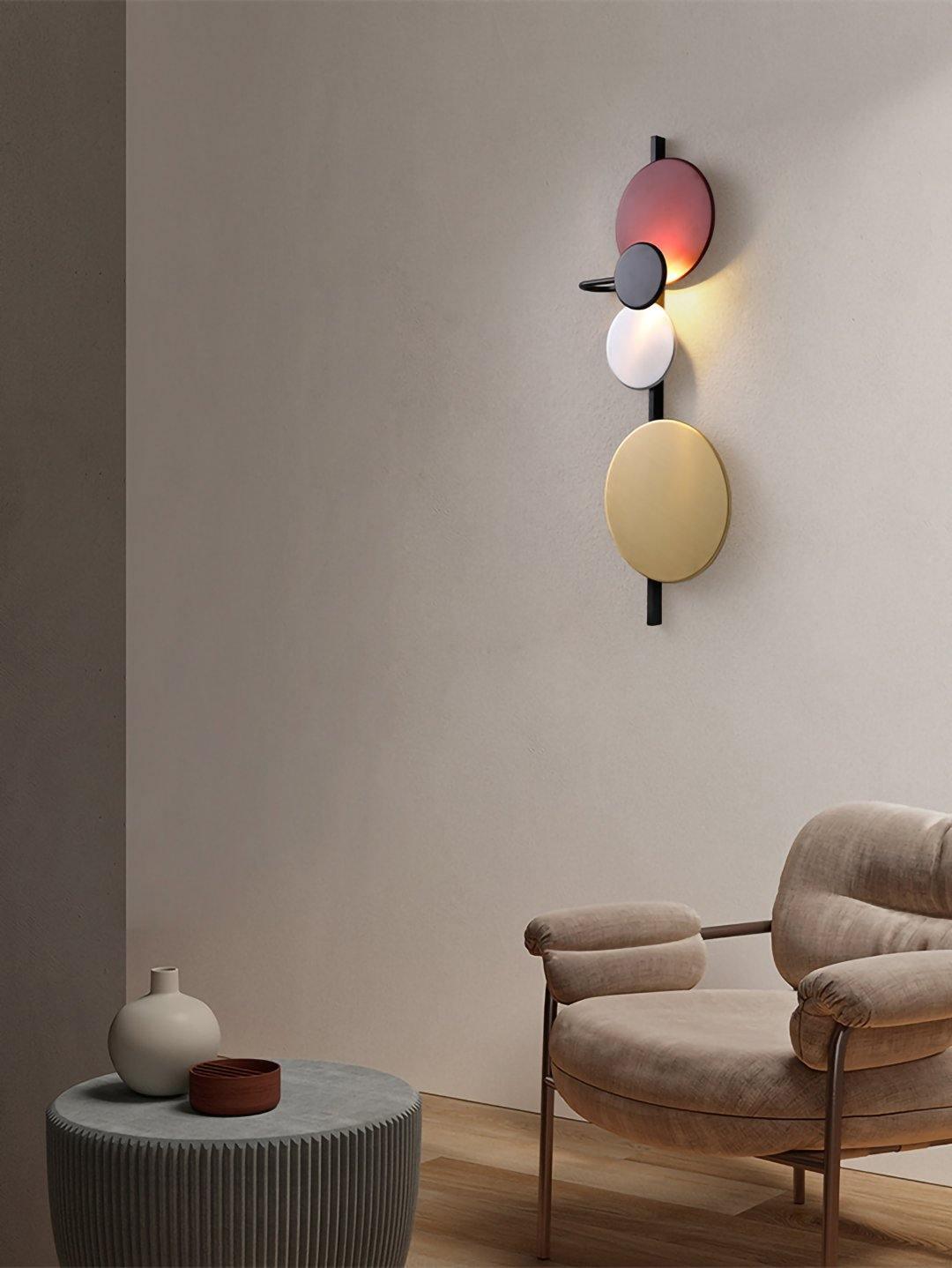 Mirq wandlamp met Magnetische Schijven Kunstzinnig