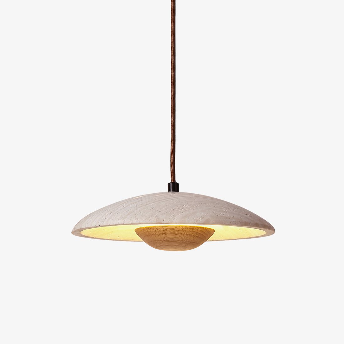 Bax hanglamp met brede rand in geel travertin