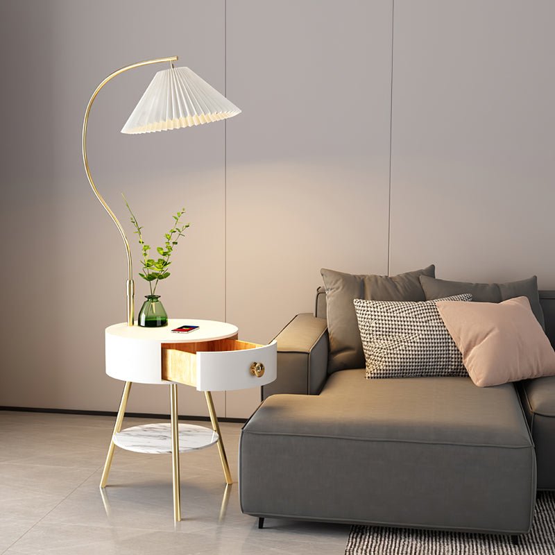 Yase houten marmeren vloerlamp