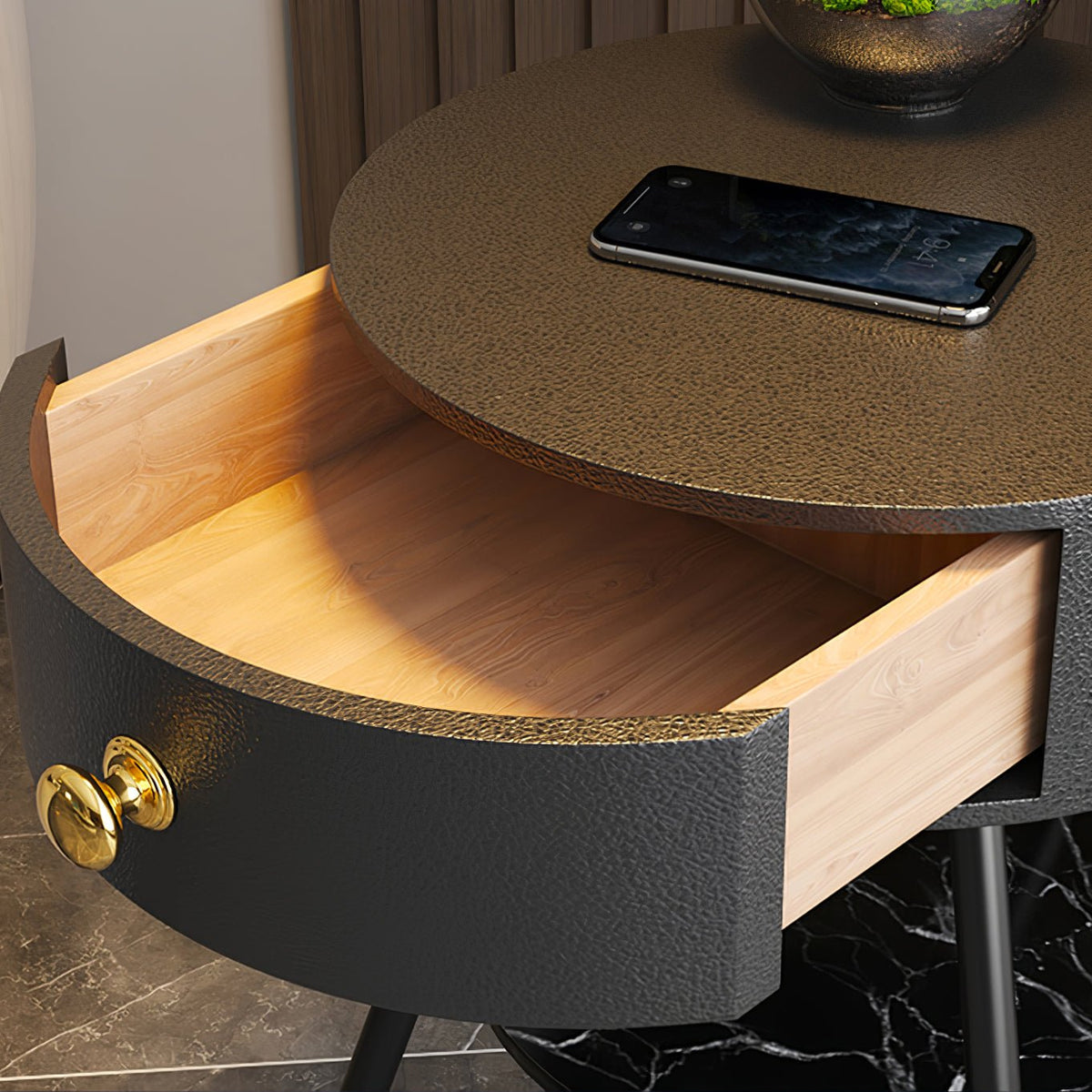 Yase houten marmeren vloerlamp