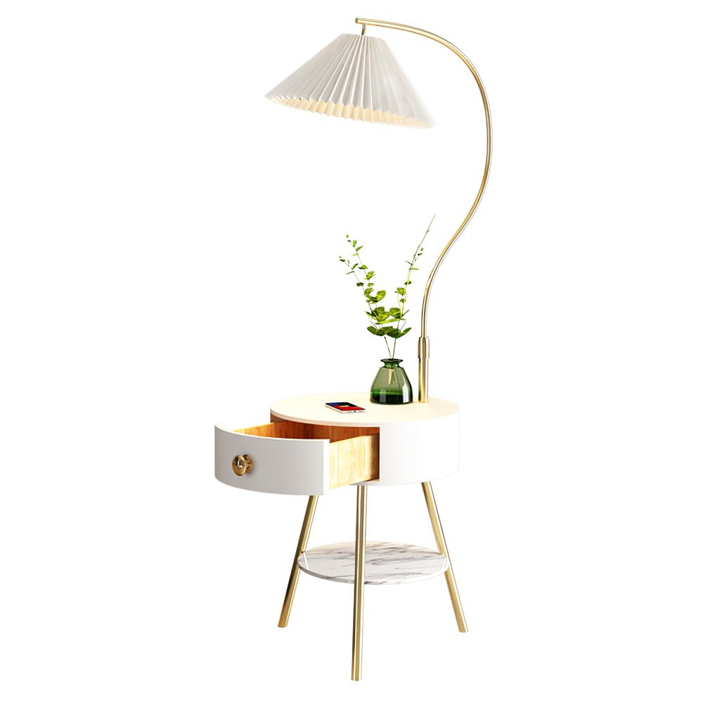 Yase houten marmeren vloerlamp