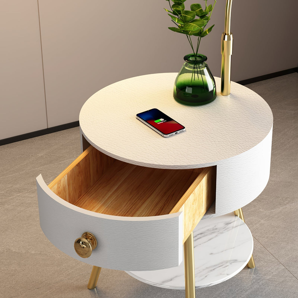 Yase houten marmeren vloerlamp