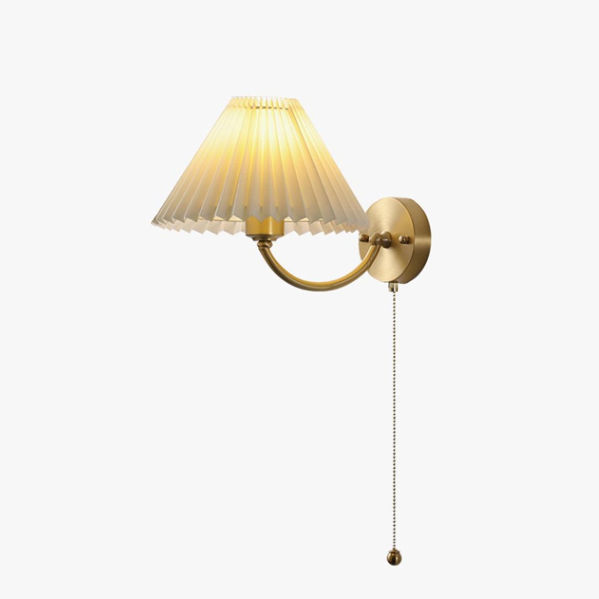 Dovrin elegantie geplooide messing stoffen wandlamp