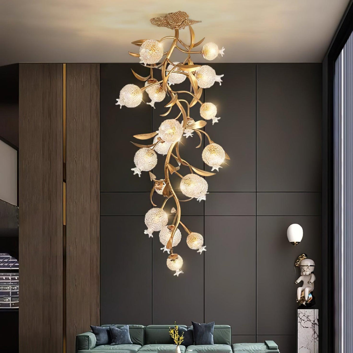 Bexlyn elegantie Pomegranate messing glas plafondlamp