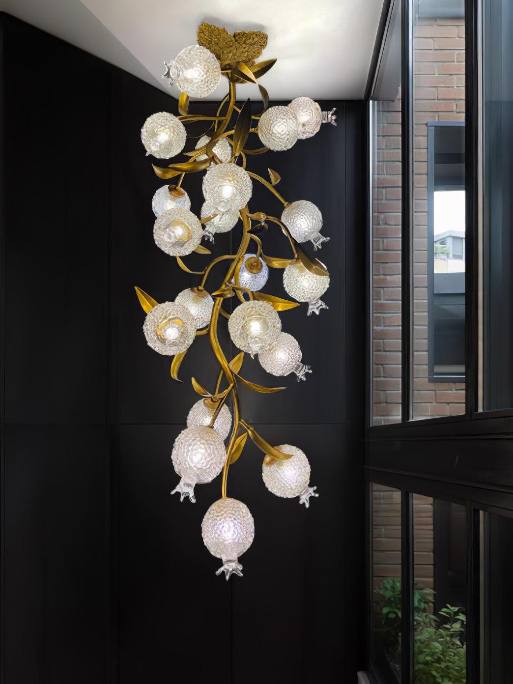 Bexlyn elegantie Pomegranate messing glas plafondlamp