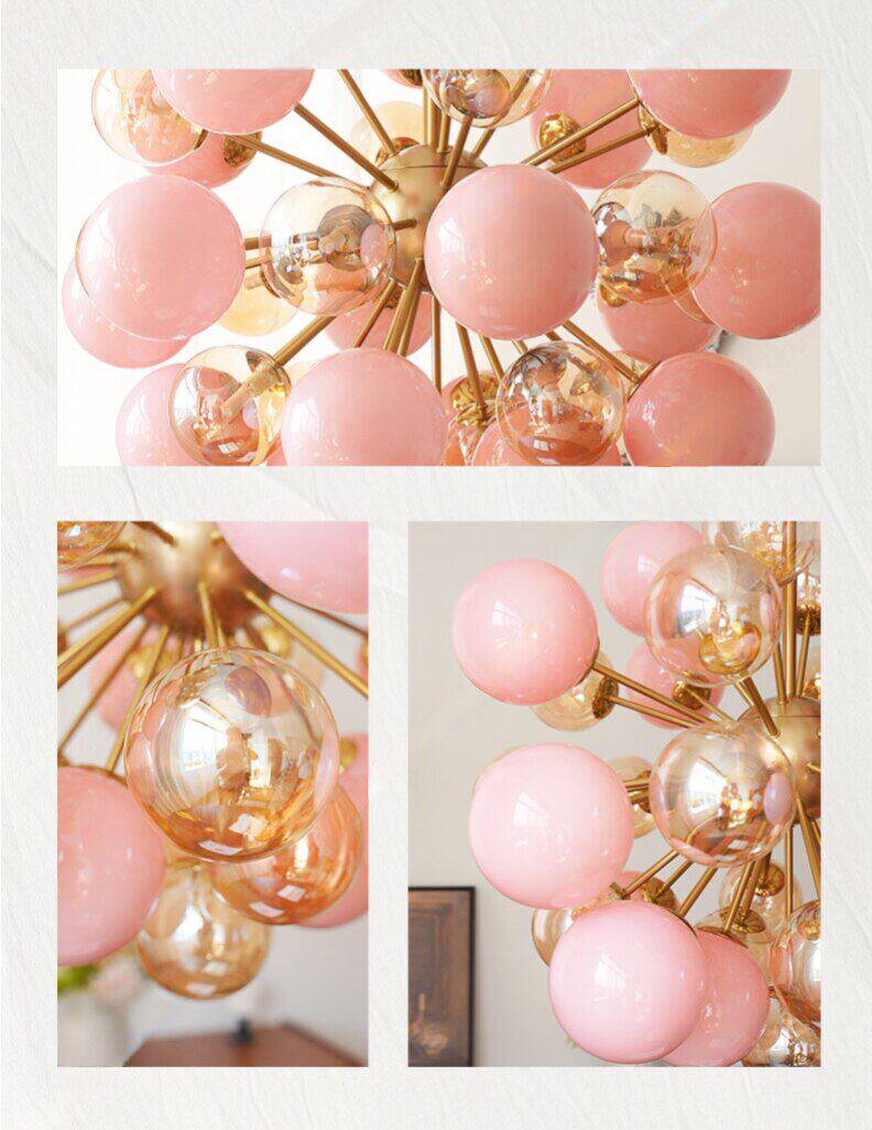 Eiruiel glazen bol kroonluchter in sputnik-stijl