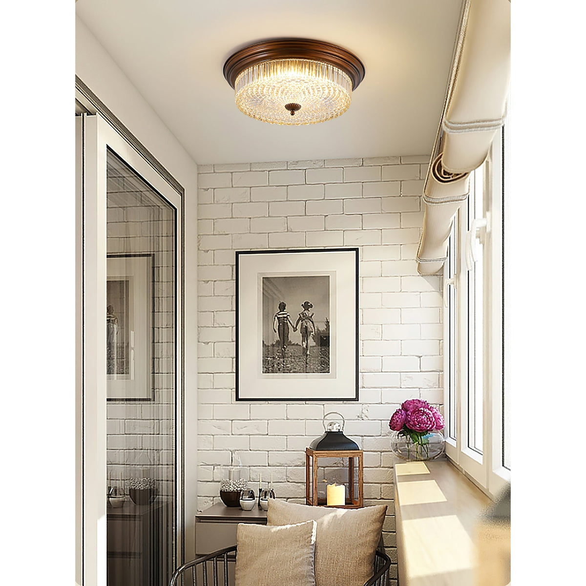 Ulcarir Retro-glas vlakke plafondlamp
