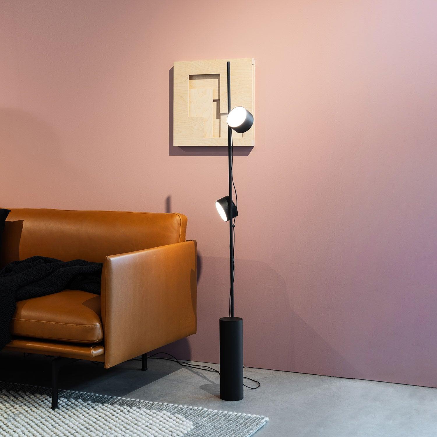 Avi Design Cilindrisch/Lineair Modern Vloerlamp, Metaal, Zwart, Slaapkamer