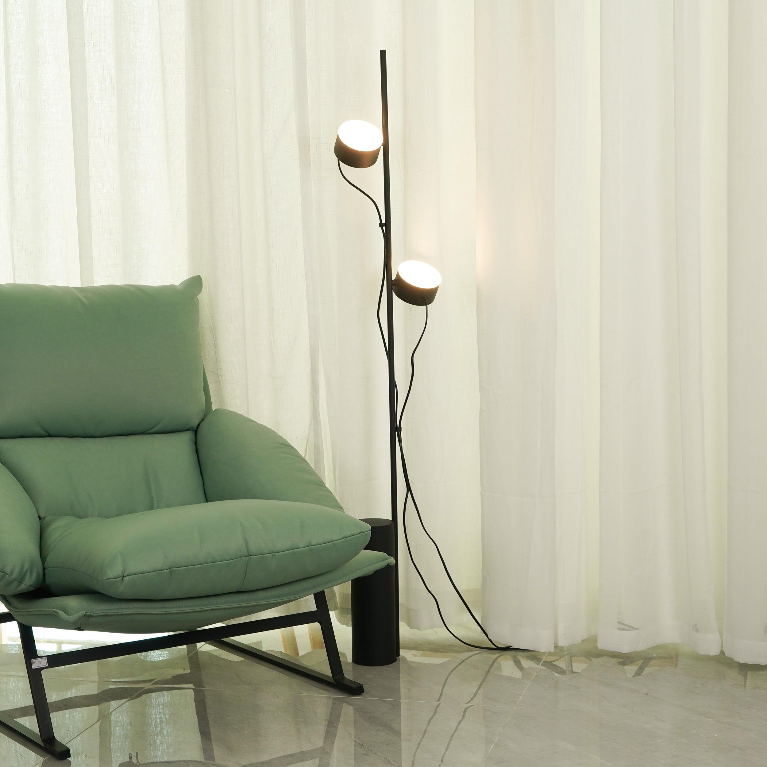 Avi Design Cilindrisch/Lineair Modern Vloerlamp, Metaal, Zwart, Slaapkamer