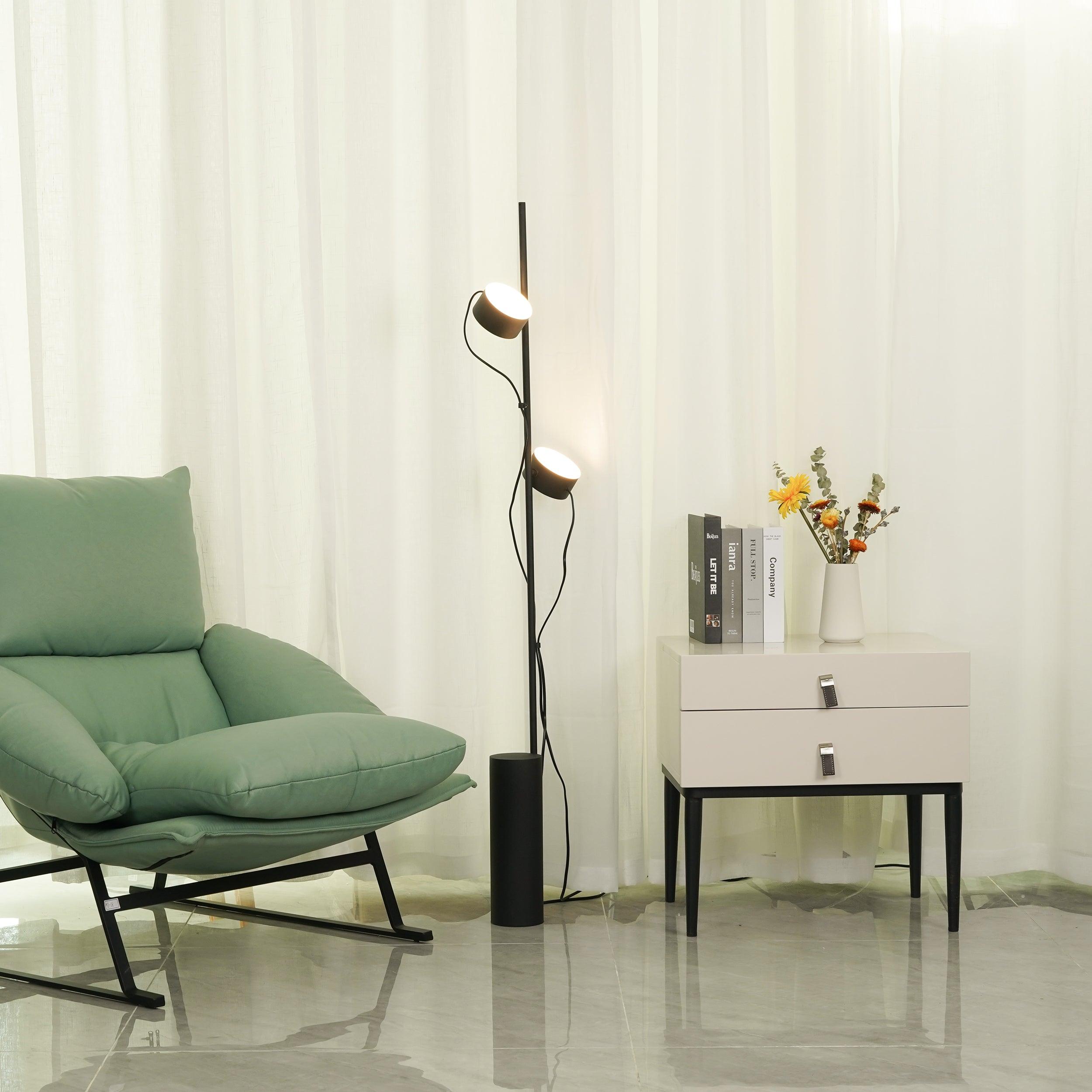 Avi Design Cilindrisch/Lineair Modern Vloerlamp, Metaal, Zwart, Slaapkamer