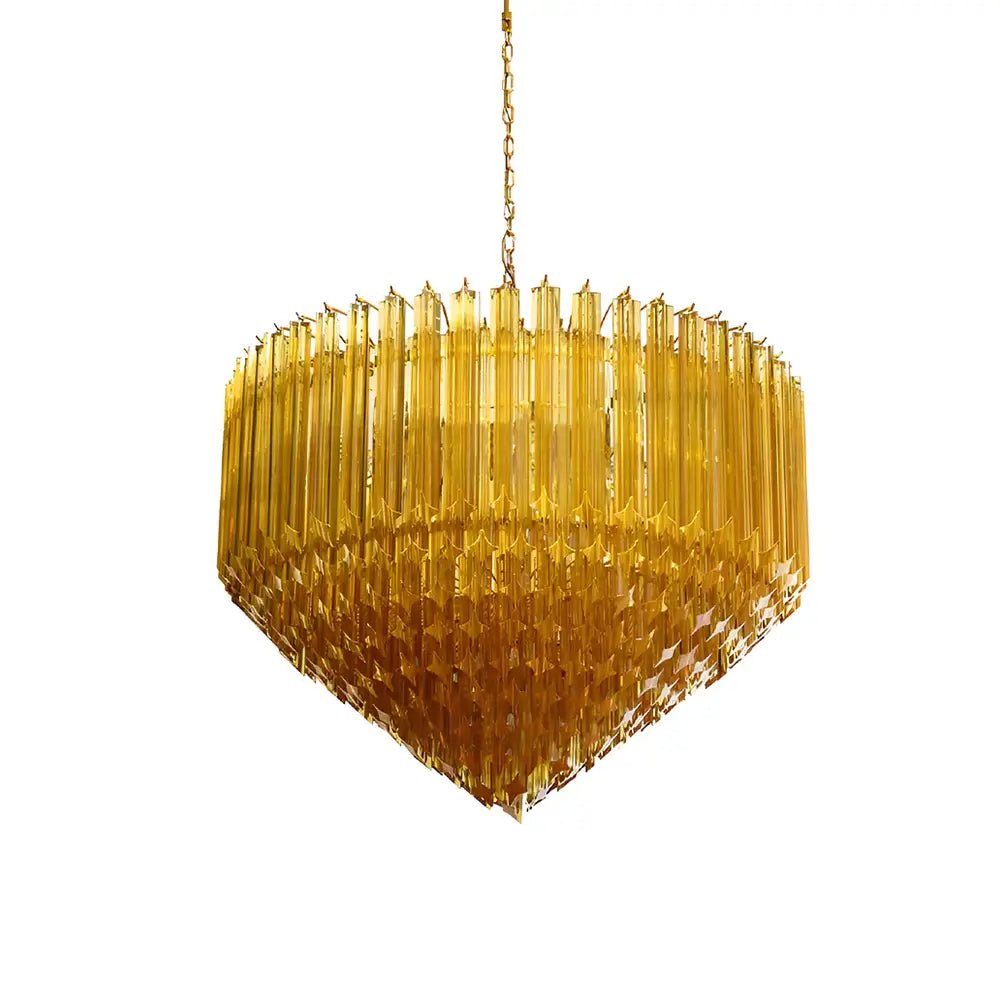 Celiselle kroonluchter met amberkleurige Murano-glasprismen Grand Art