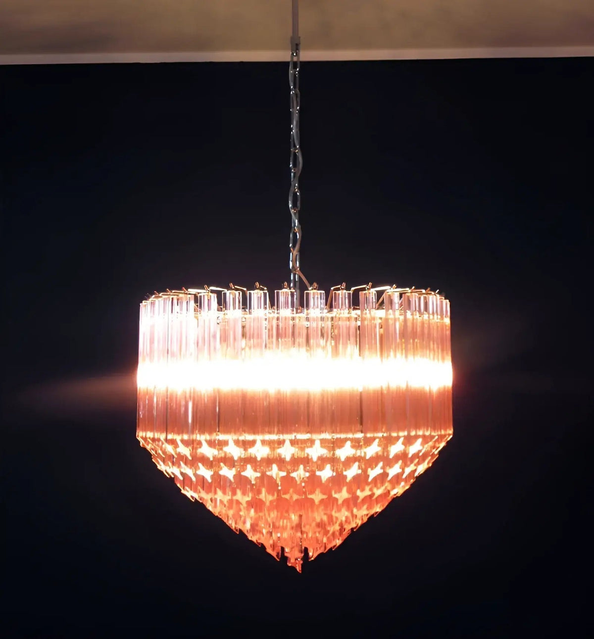 Celelaria Kroonluchter met Roze Glasprismen Geometrisch