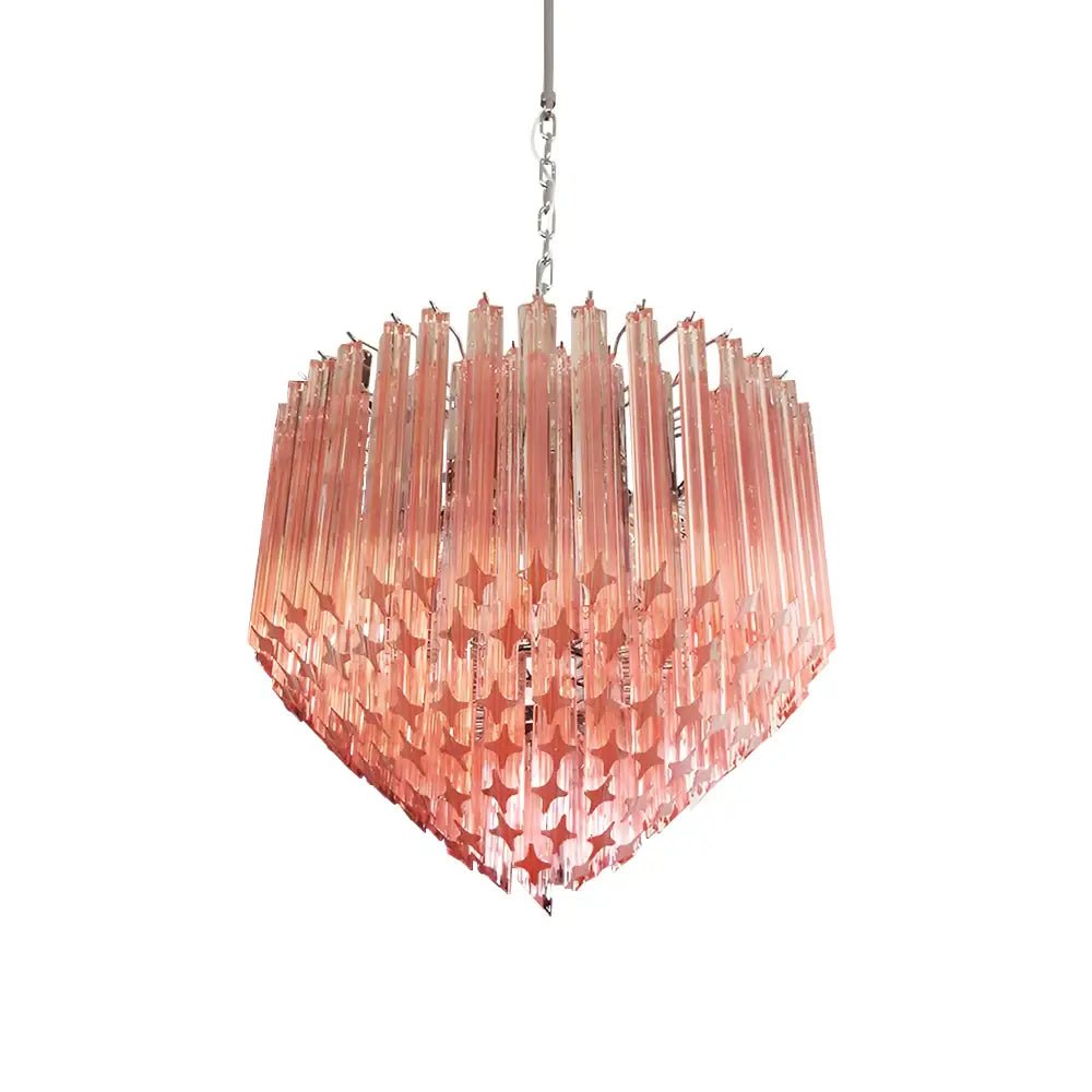 Celelaria Kroonluchter met Roze Glasprismen Geometrisch