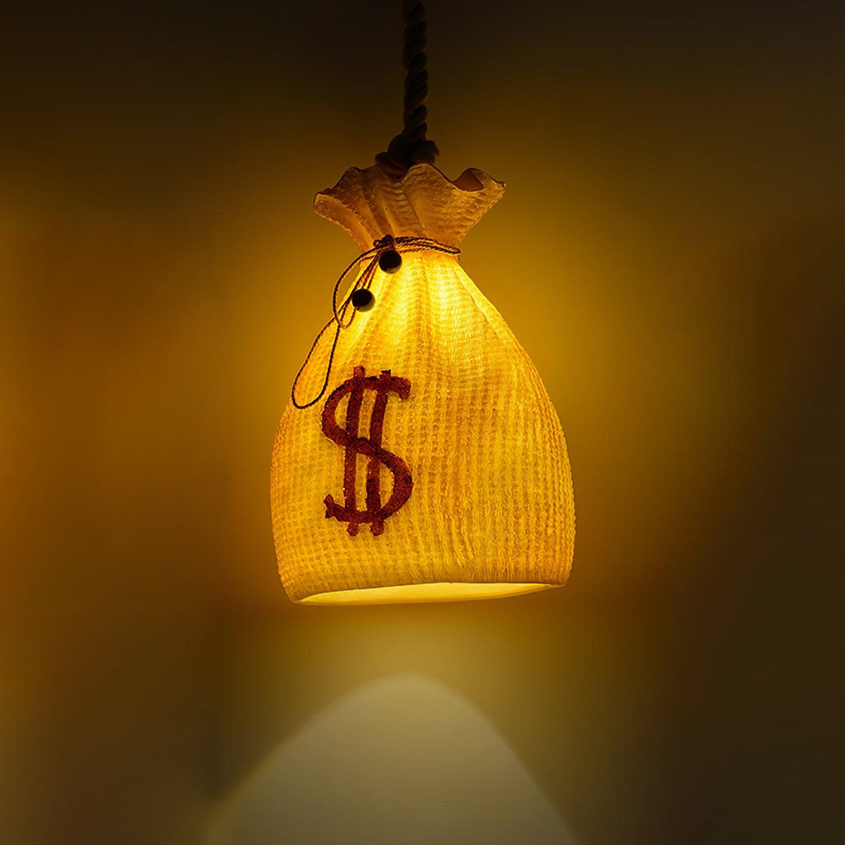 Firten unieke kunstwerk hanglamp in hars met oranje afwerking