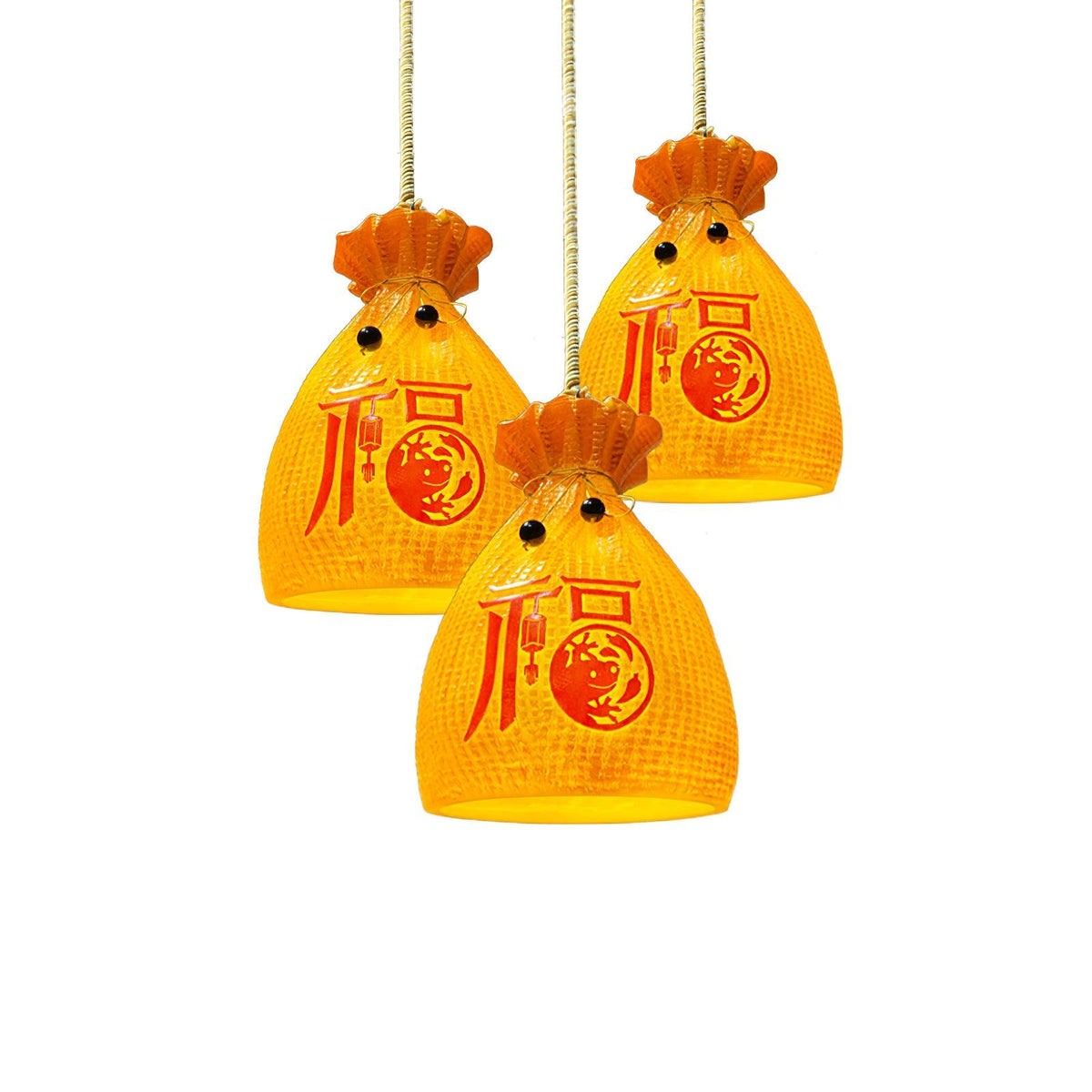 Firten unieke kunstwerk hanglamp in hars met oranje afwerking
