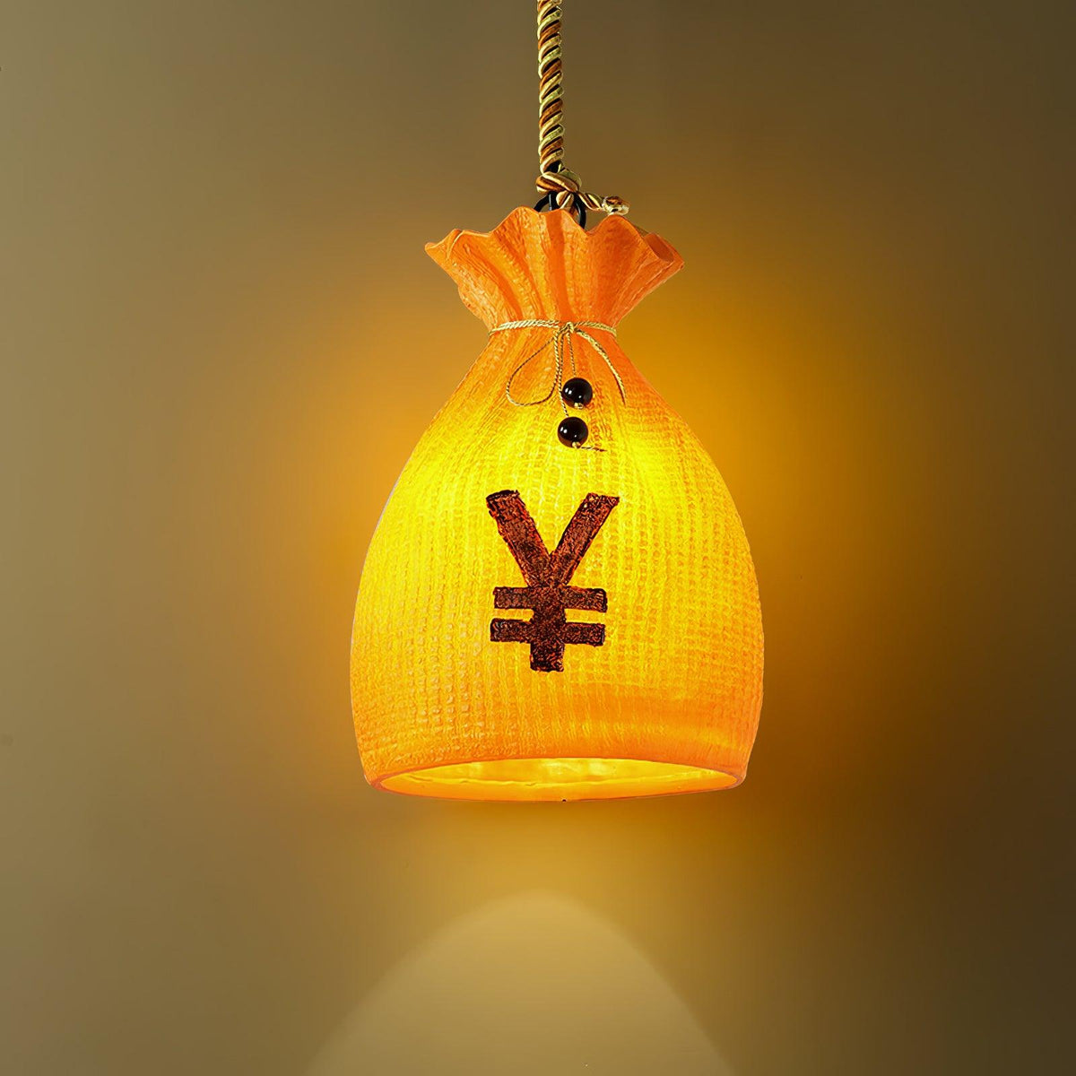 Firten unieke kunstwerk hanglamp in hars met oranje afwerking