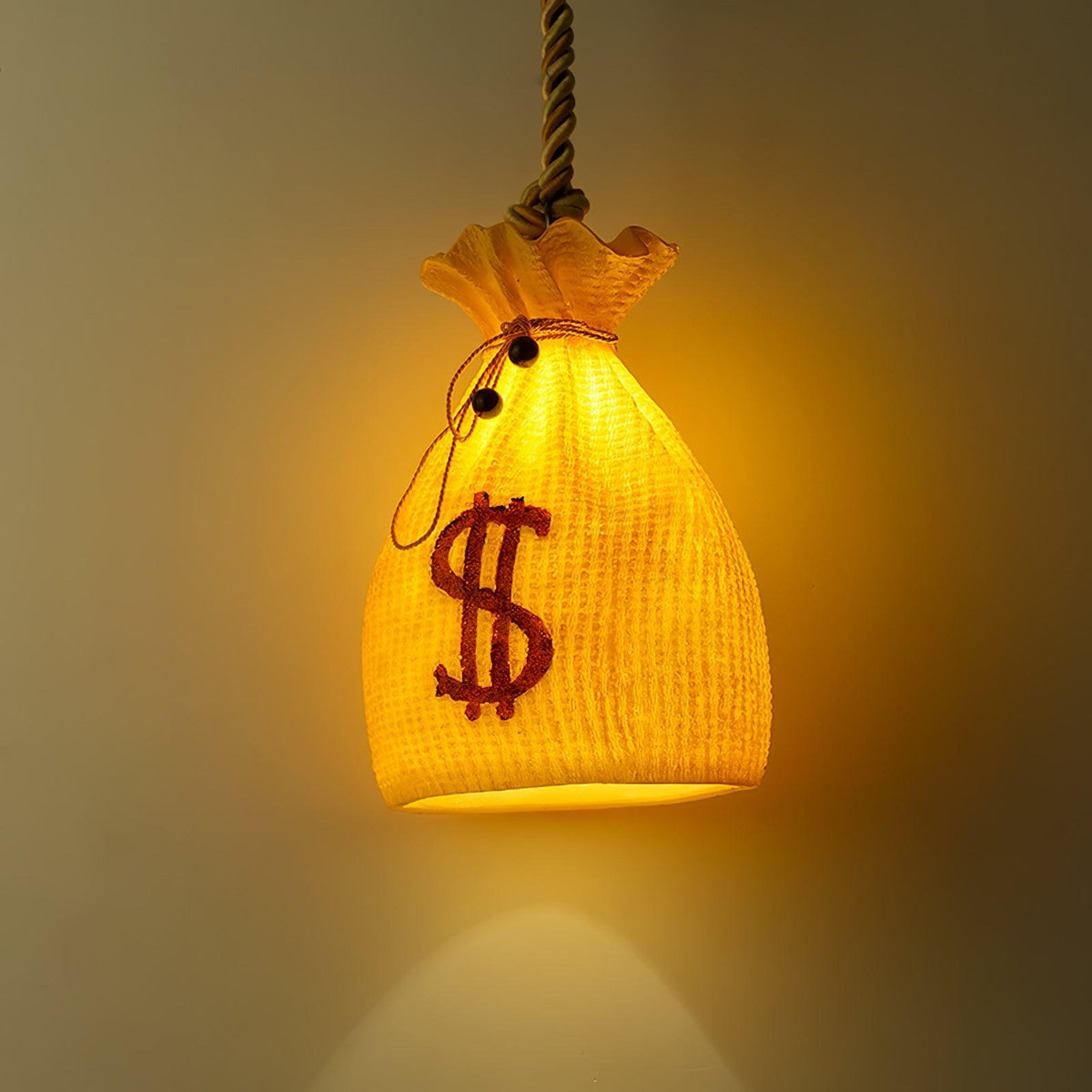 Firten unieke kunstwerk hanglamp in hars met oranje afwerking