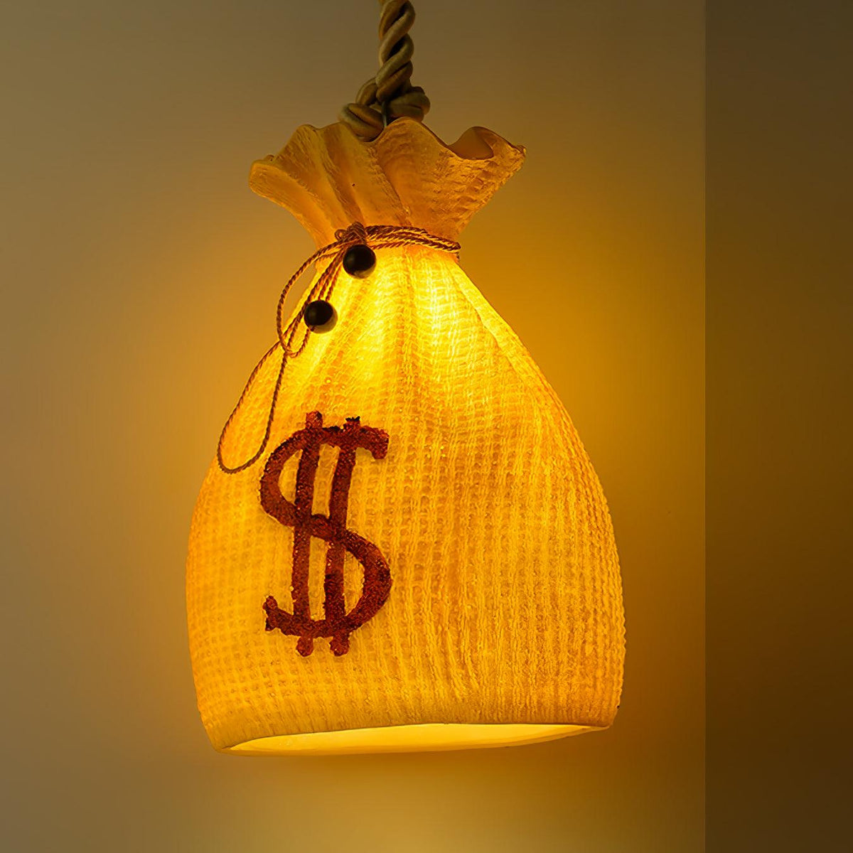 Firten unieke kunstwerk hanglamp in hars met oranje afwerking