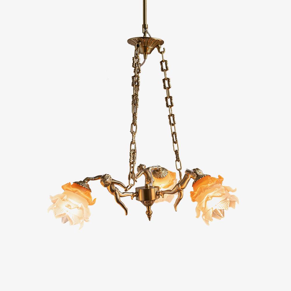 Solisira kroonluchter messing vintage bloemmotief