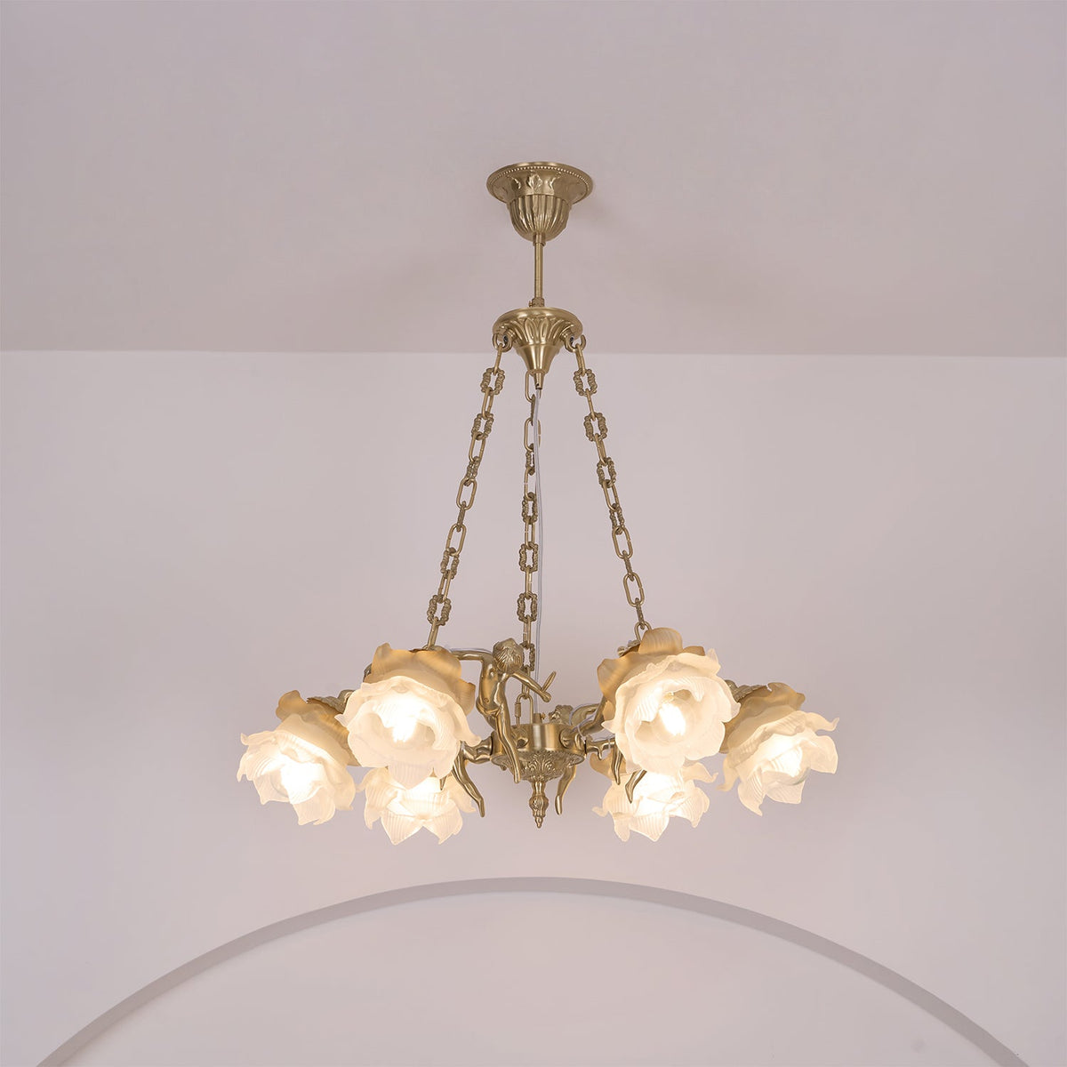 Solisira kroonluchter messing vintage bloemmotief