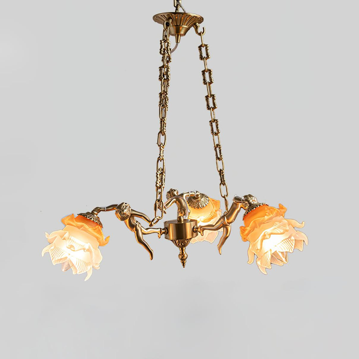 Solisira kroonluchter messing vintage bloemmotief